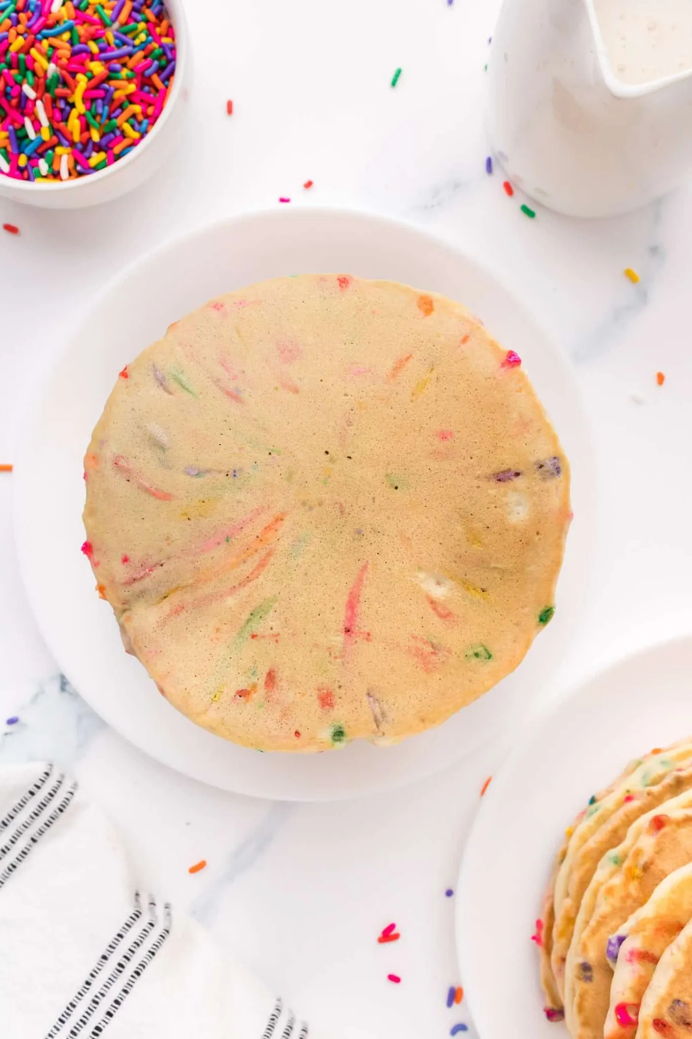 Funfetti Pancakes are a fun and delicious breakfast treat perfect for kid's birthdays.