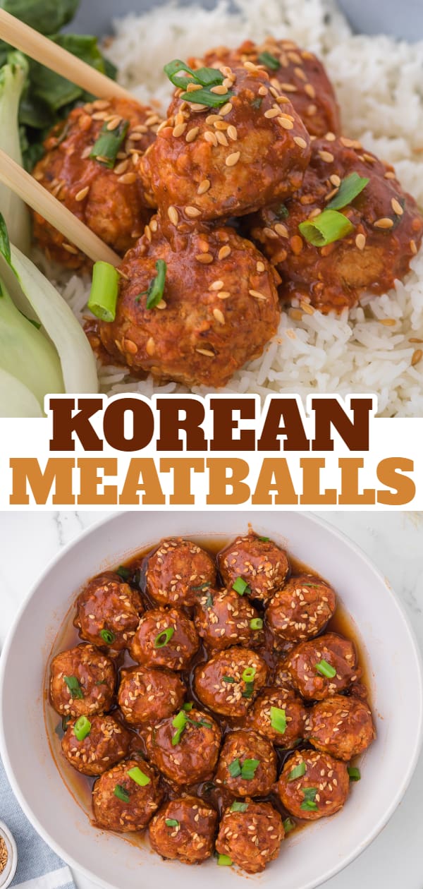 Korean Meatballs are delicious turkey meatballs with a sweet and spicy glaze.