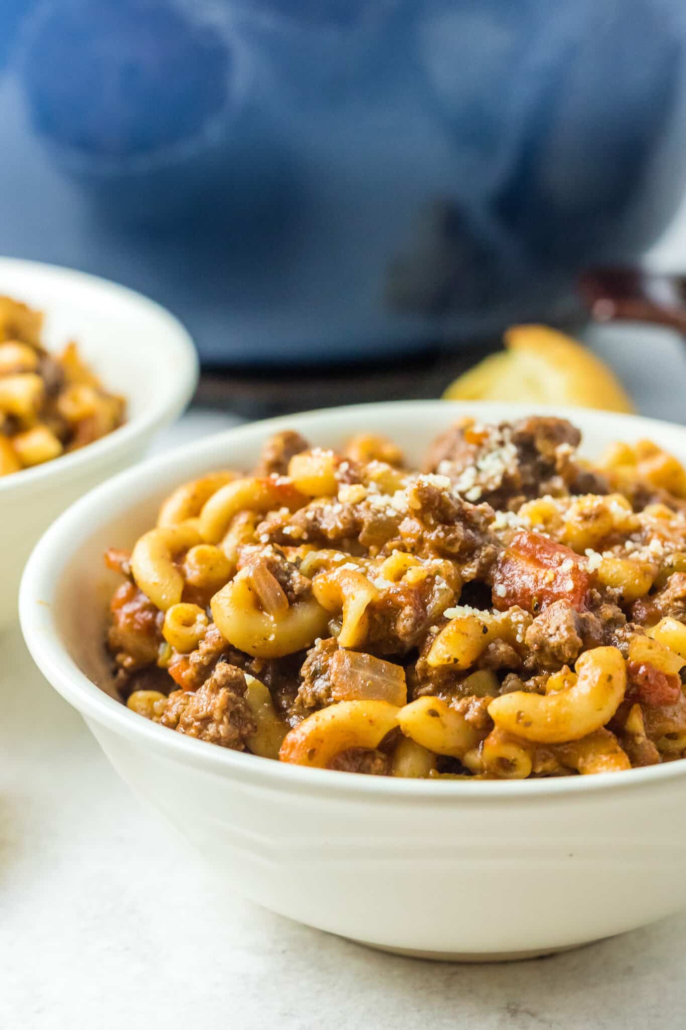 Old Fashioned Goulash is a hearty macaroni recipe loaded with ground beef, diced tomatoes and green peppers all tossed in a tomato sauce seasoned with paprika.