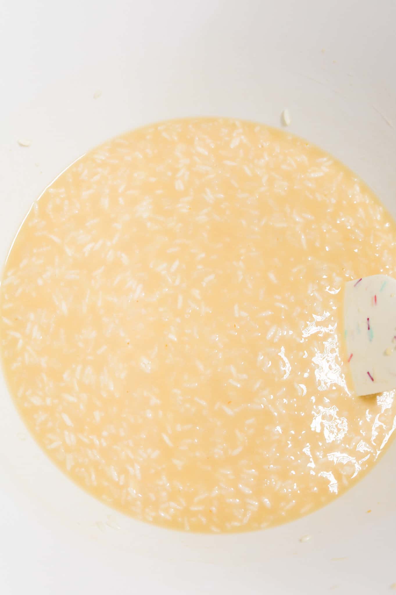 instant rice and soup mixture in a mixing bowl