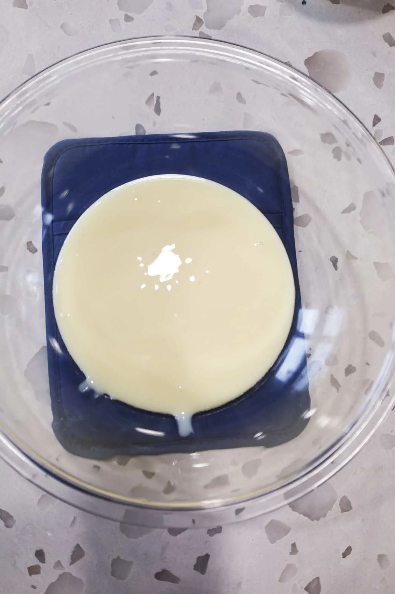 sweetened condensed milk in mixing bowl