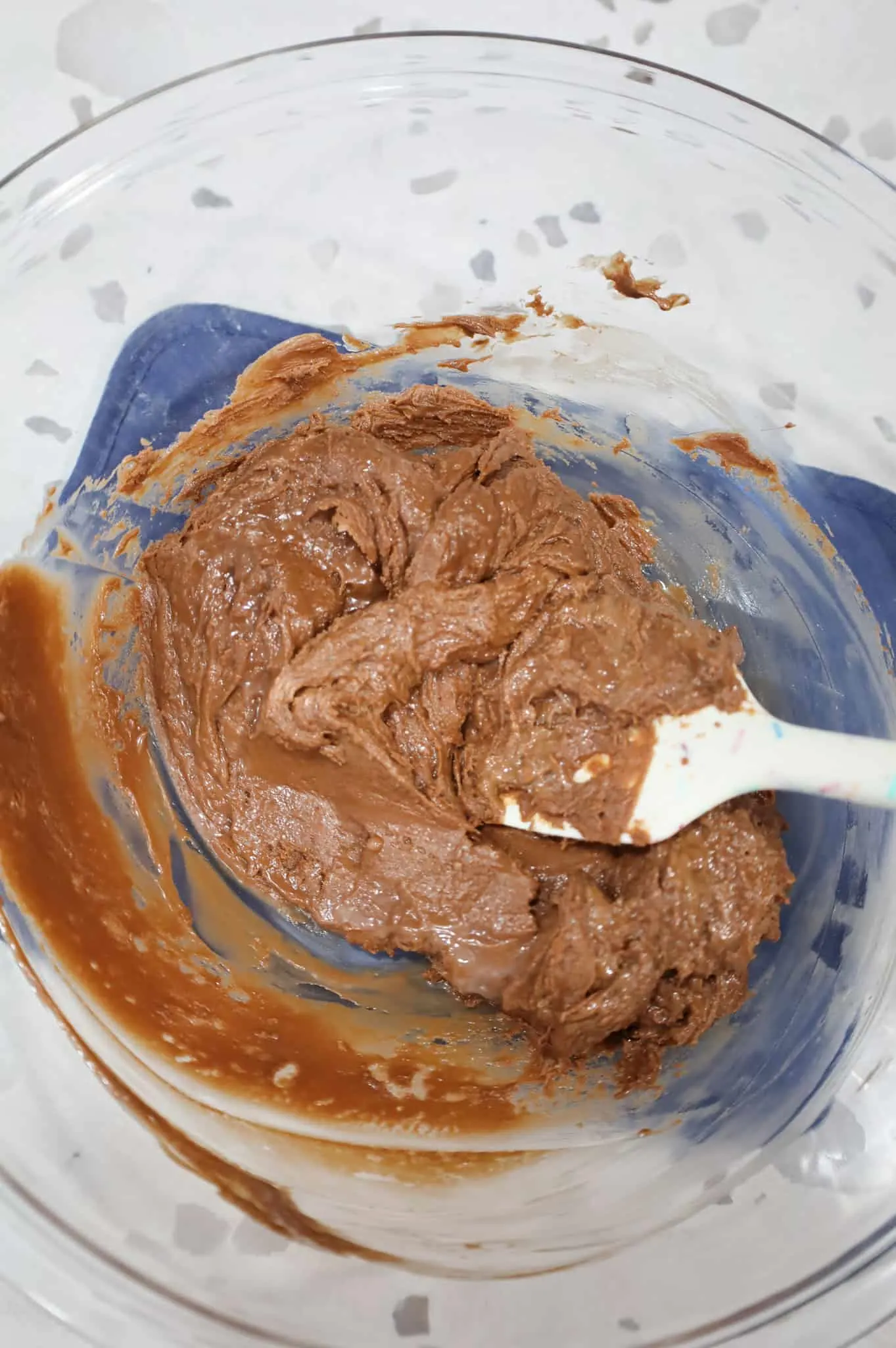 milk chocolate mixture in a mixing bowl