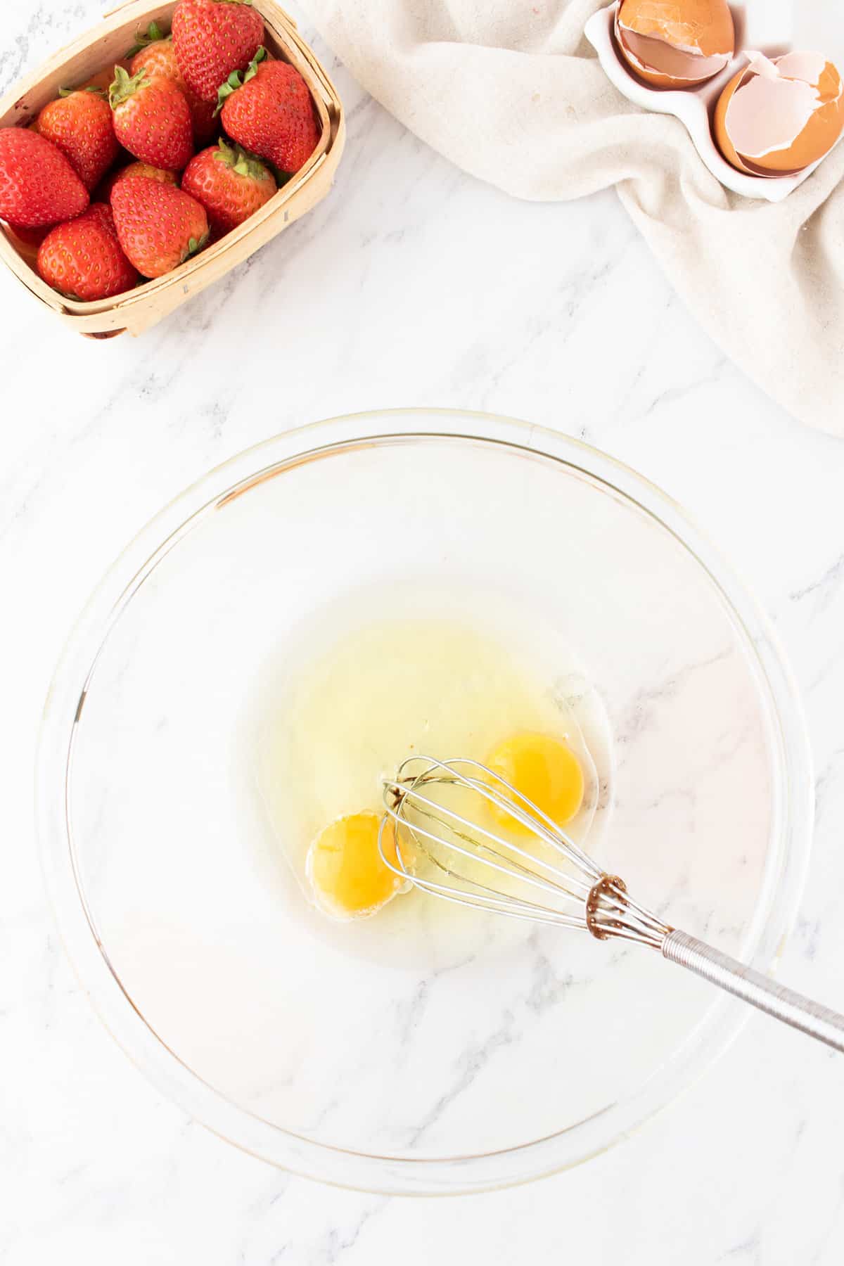 eggs and oil in a mixing bowl