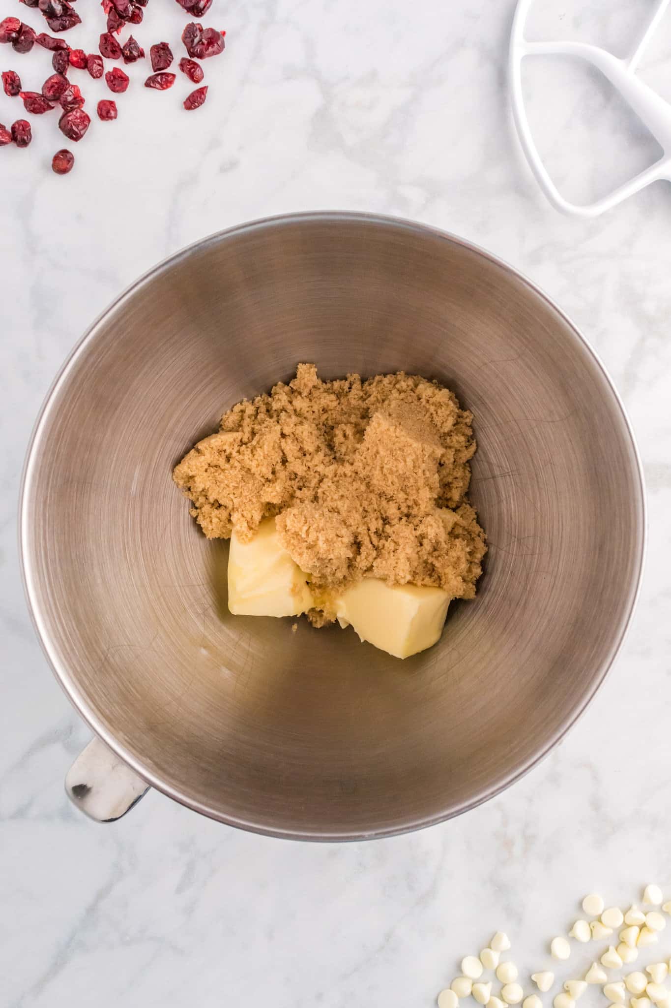 softened butter and brown sugar in a mixing bowl