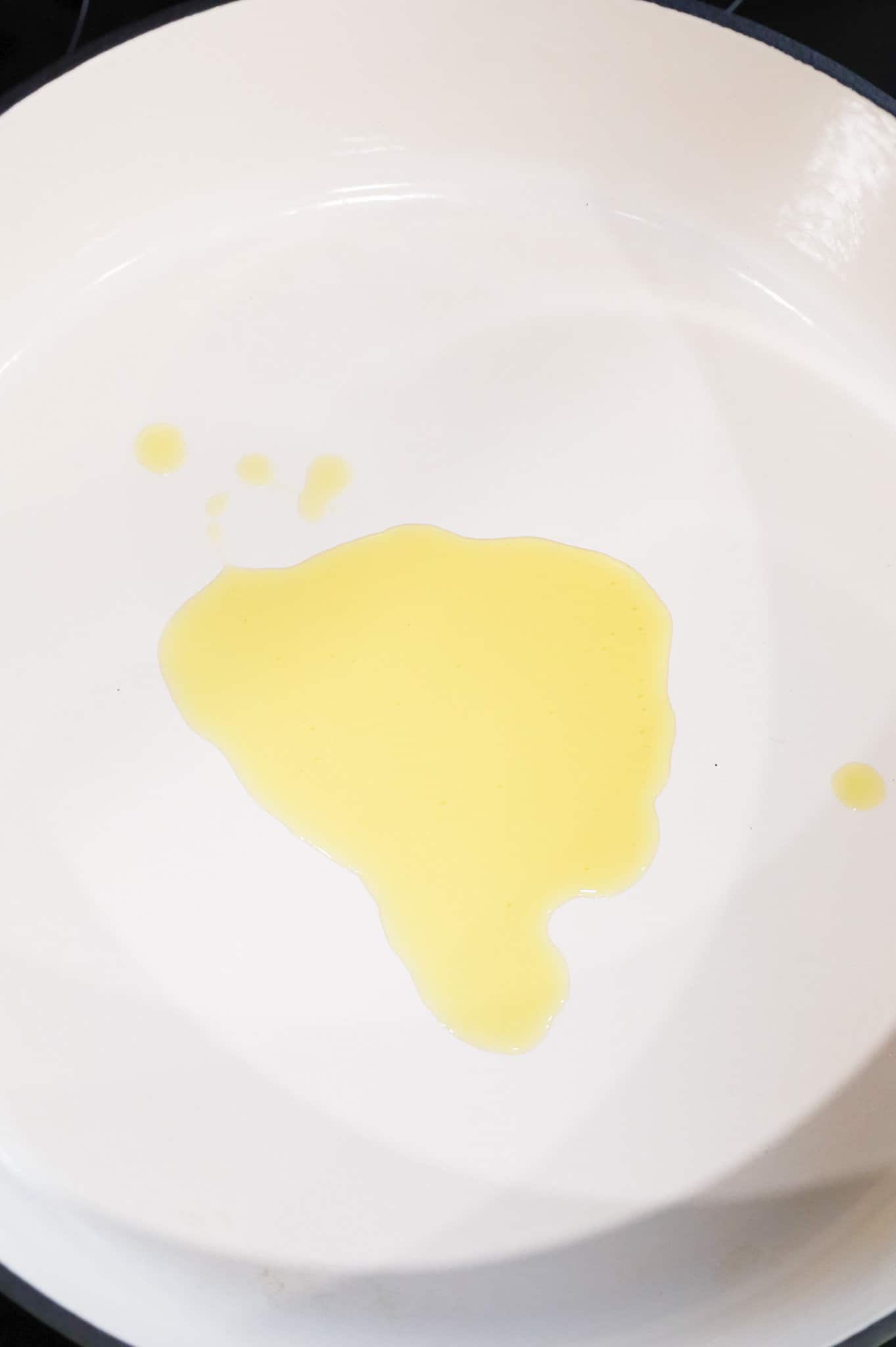 olive oil added to a skillet
