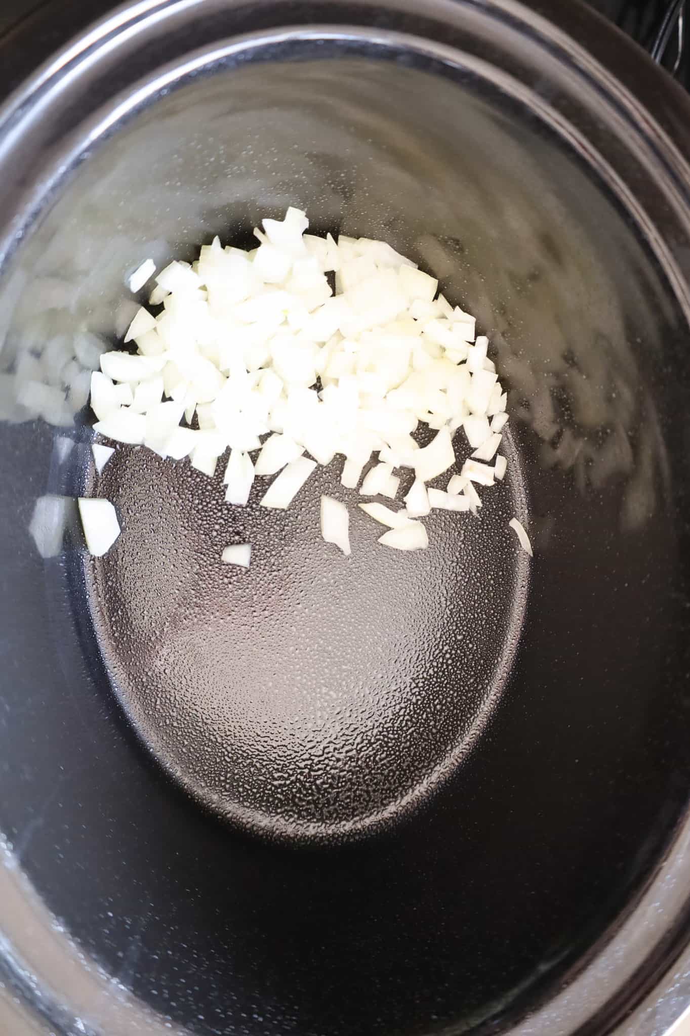 diced onions in a crock pot