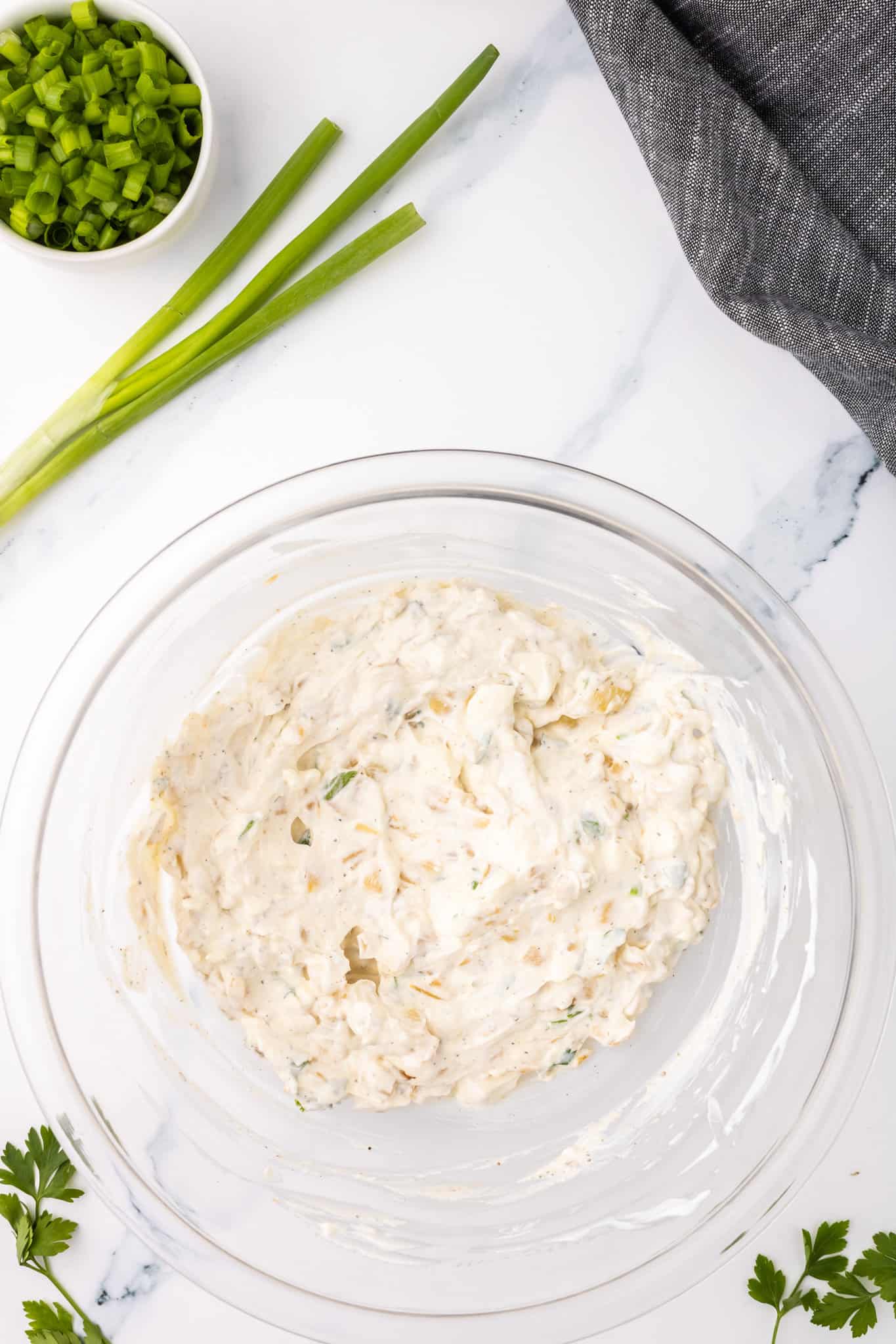 French onion dip after stirring