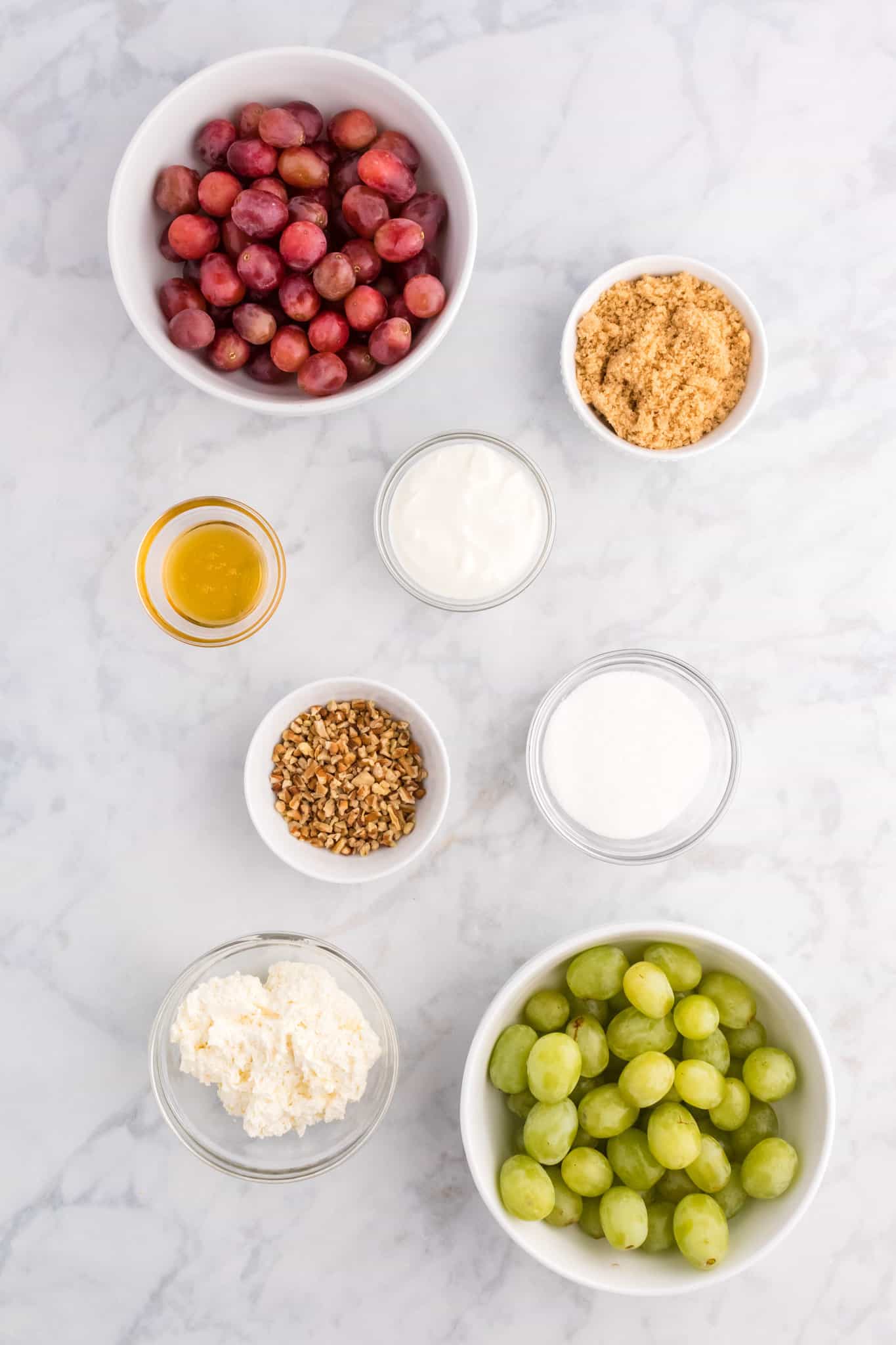 grape salad ingredients in prep bowl