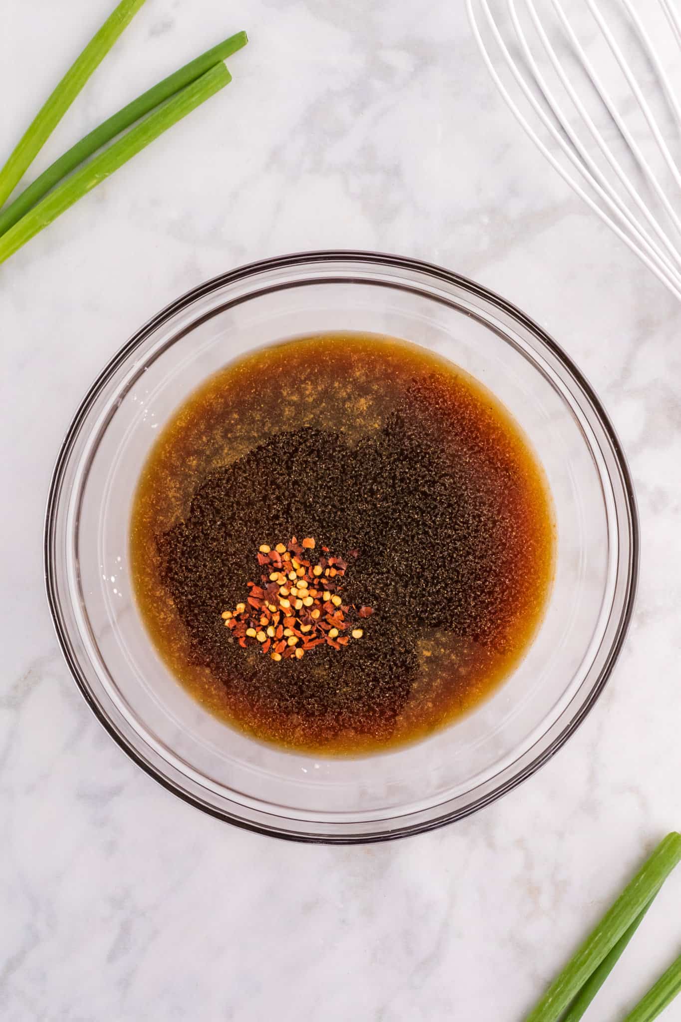soy sauce, brown sugar and spices in a mixing bowl