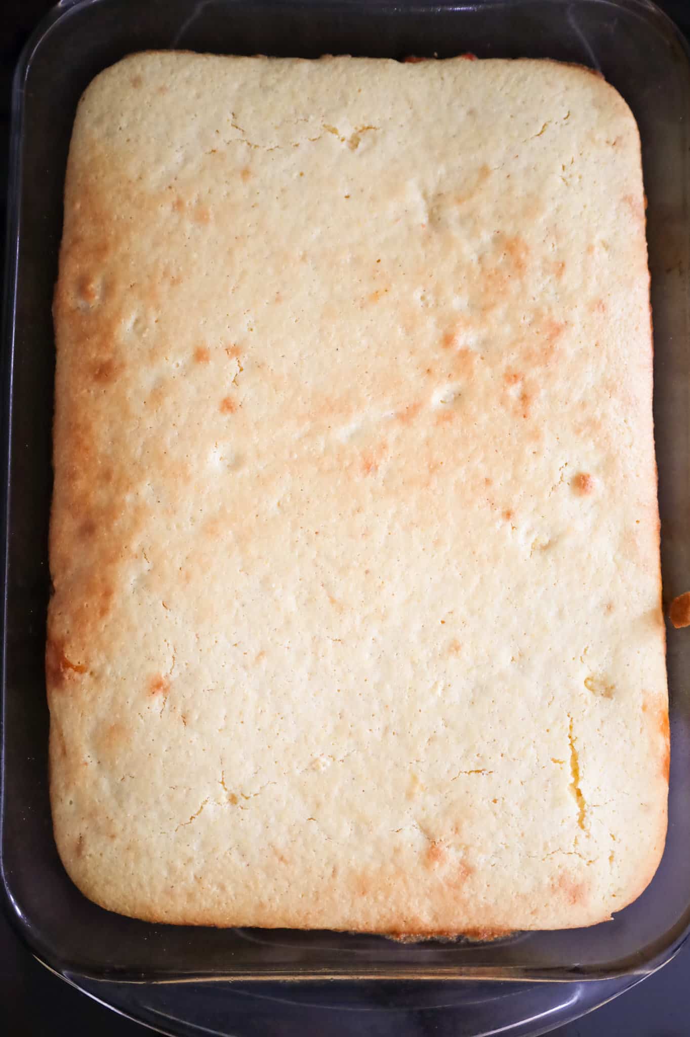 cornbread casserole after baking