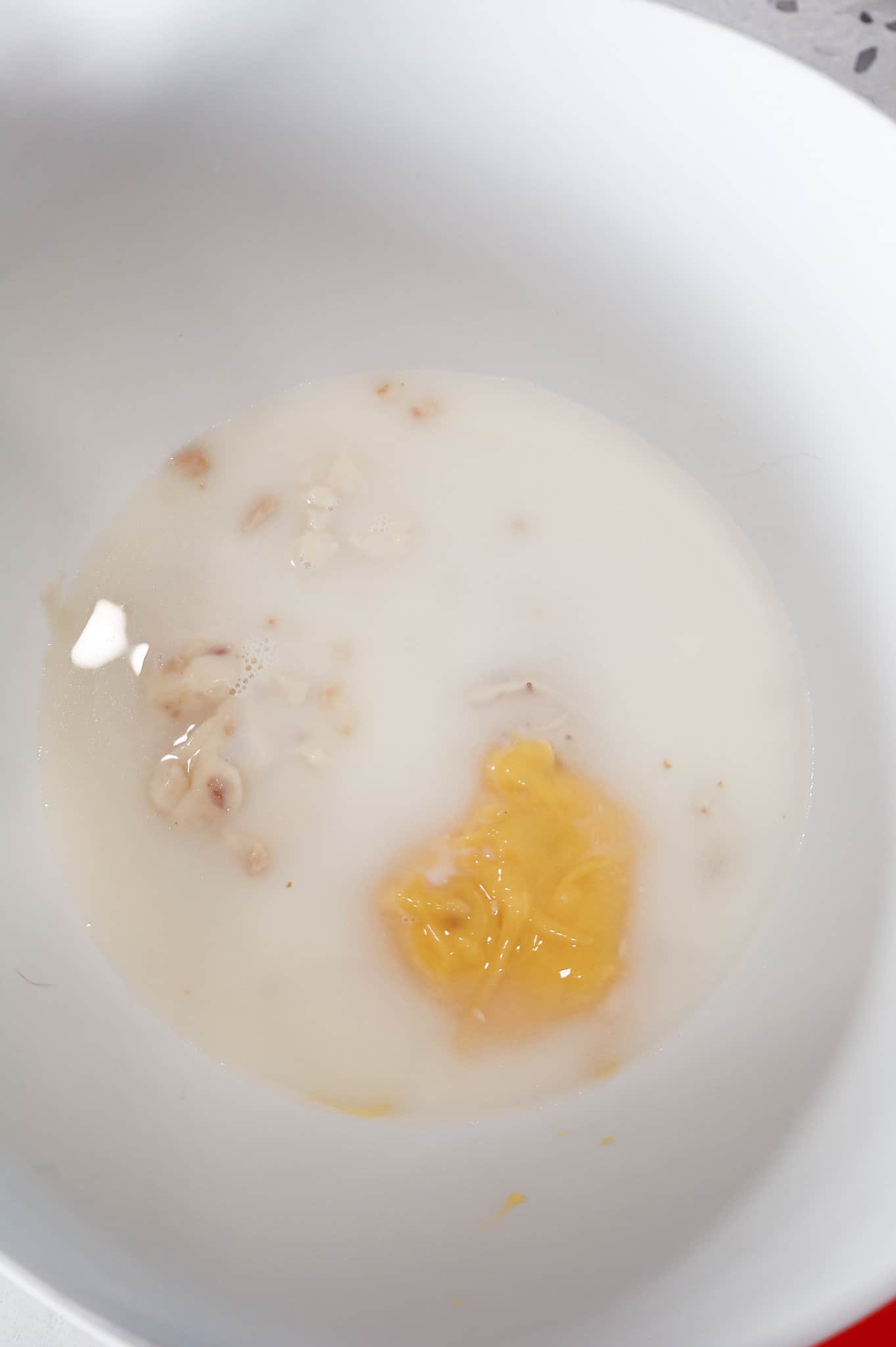 water, milk and cream soups in a mixing bowl