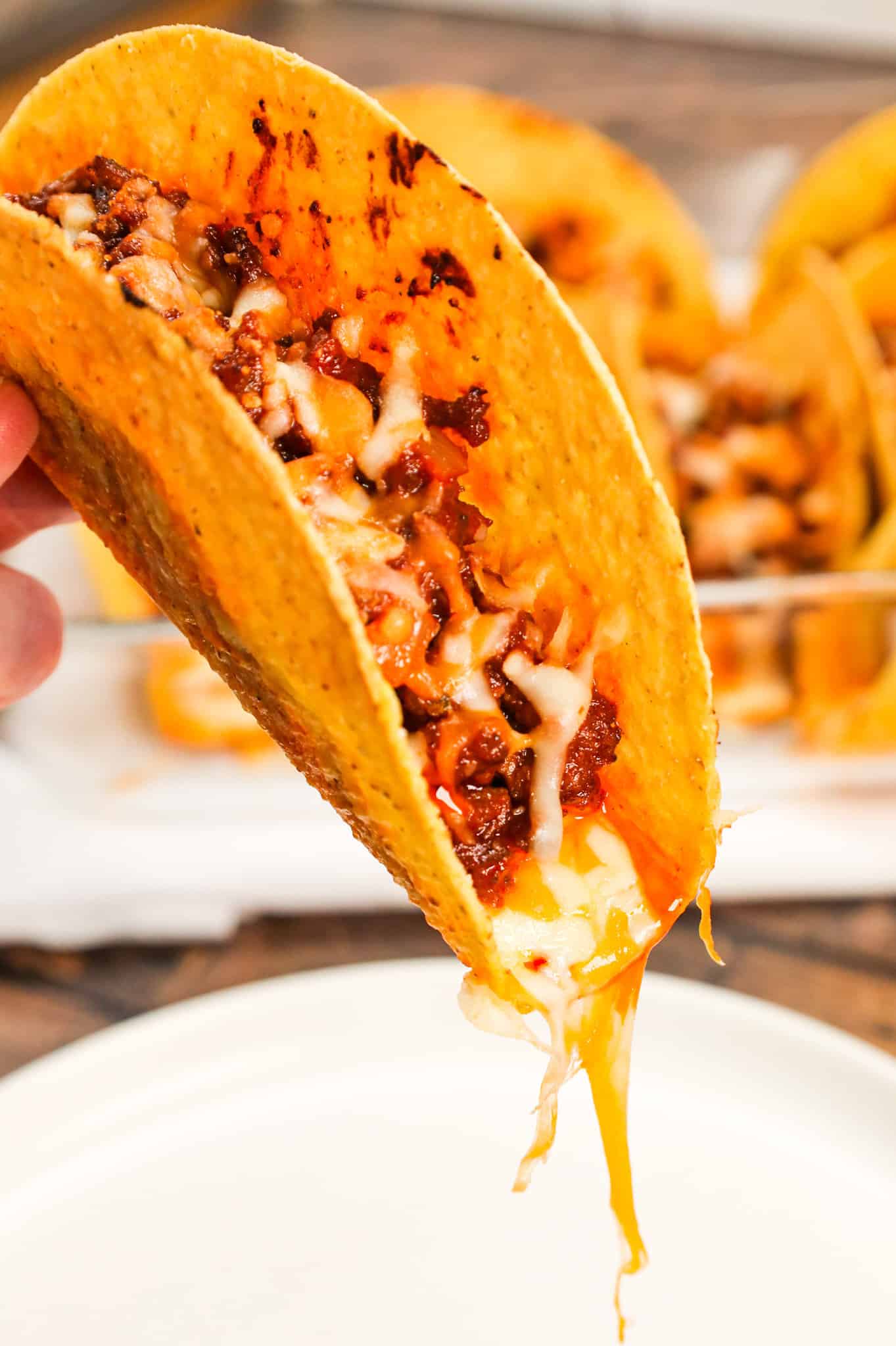 Sloppy Joe Tacos are hearty ground beef tacos with sloppy joe sauce and baked with cheese.