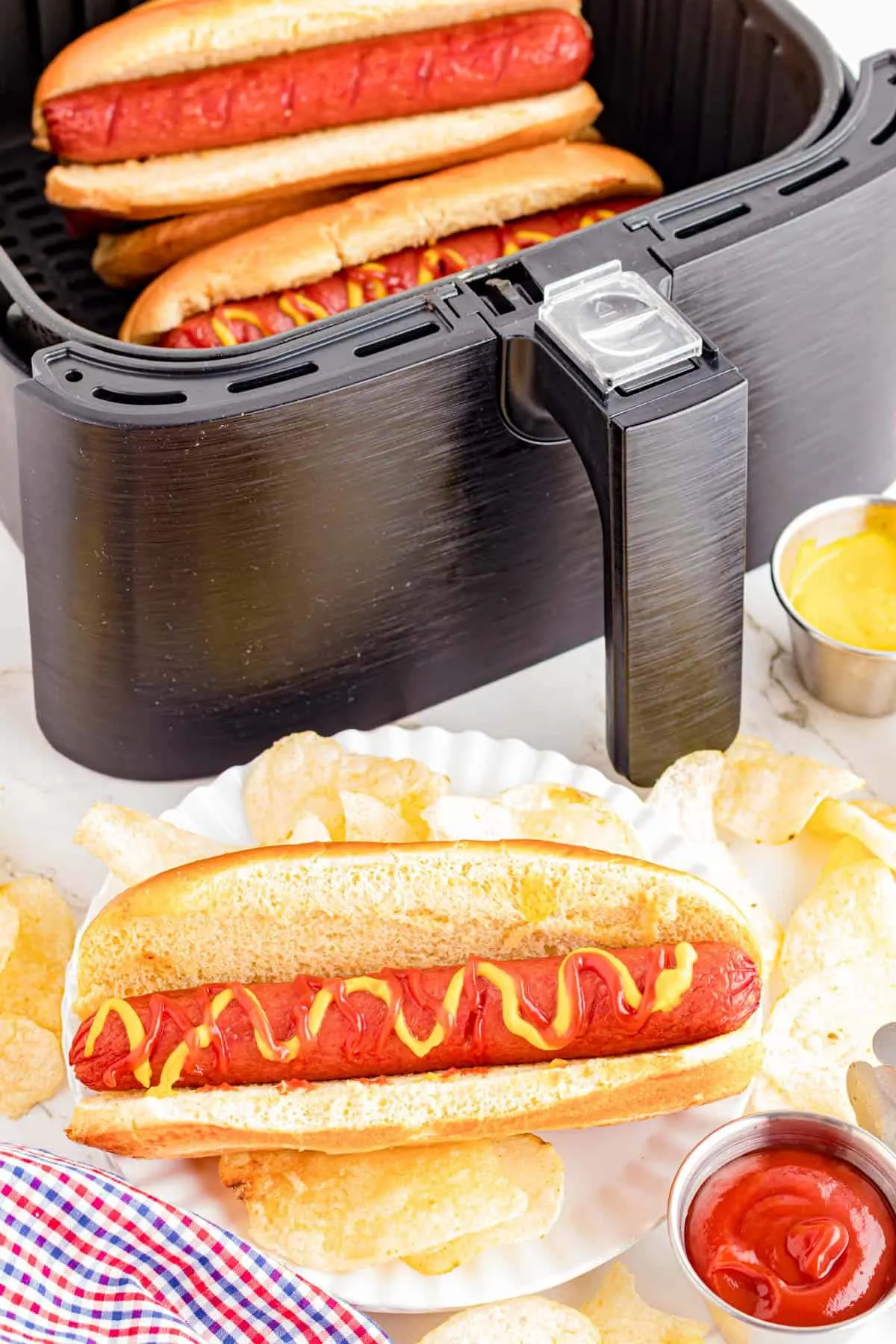 Air Fryer Hot Dogs are a simple and delish lunch or dinner dish the whole family will love.