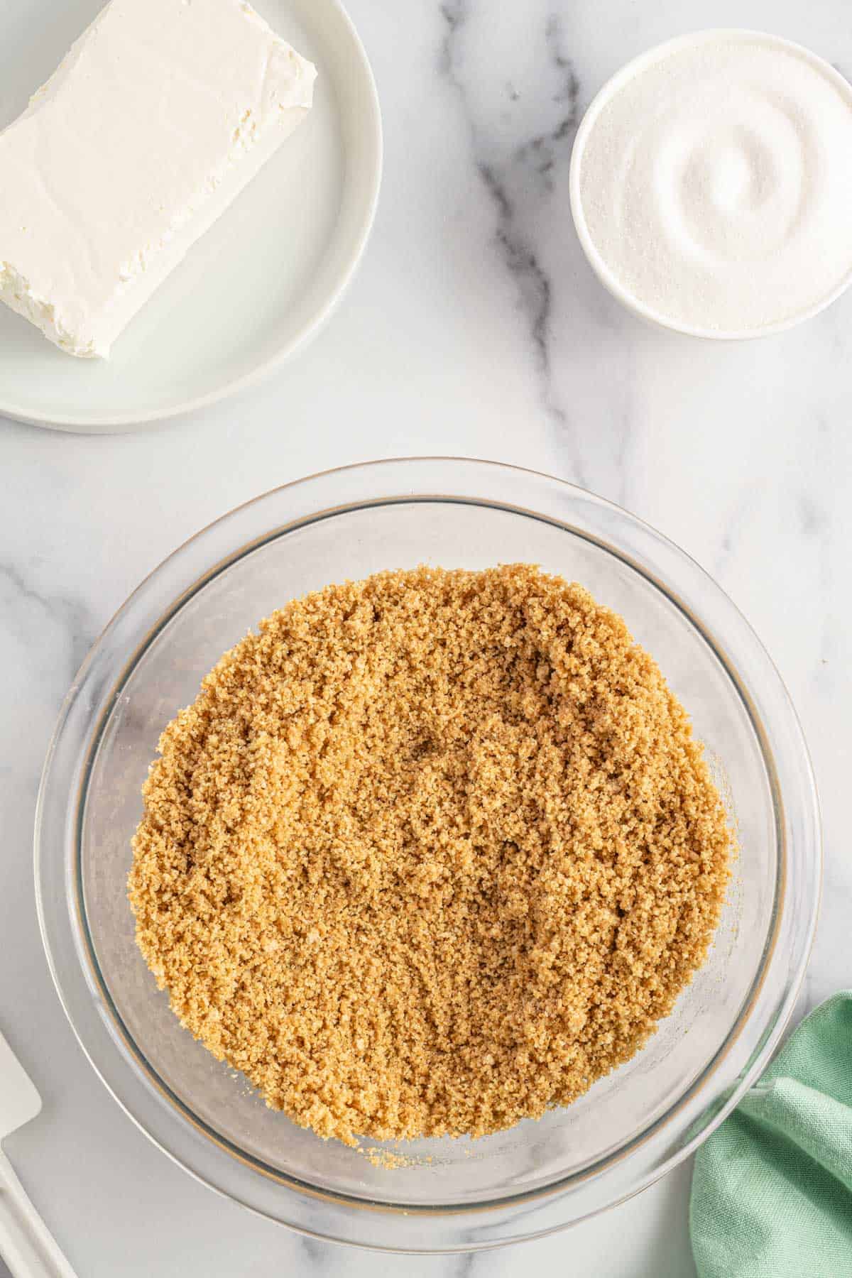 graham crumb mixture in a mixing bowl