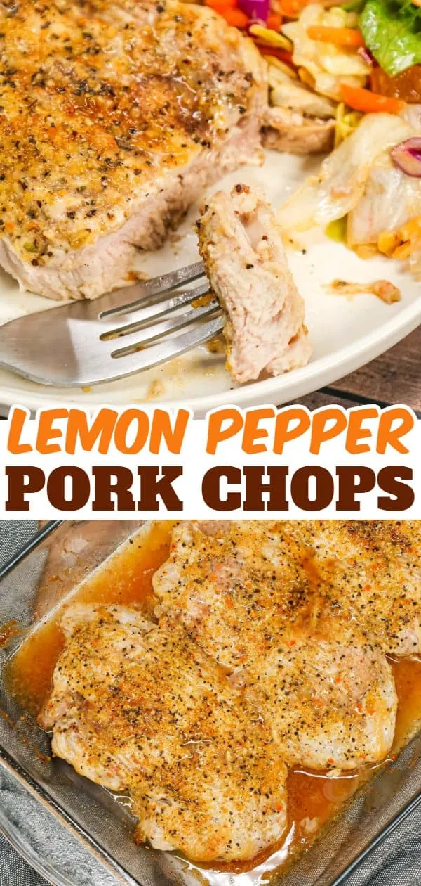 Lemon Pepper Pork Chops are simple baked pork chops coated in mayo, Worcestershire sauce, garlic powder and lemon pepper seasoning.