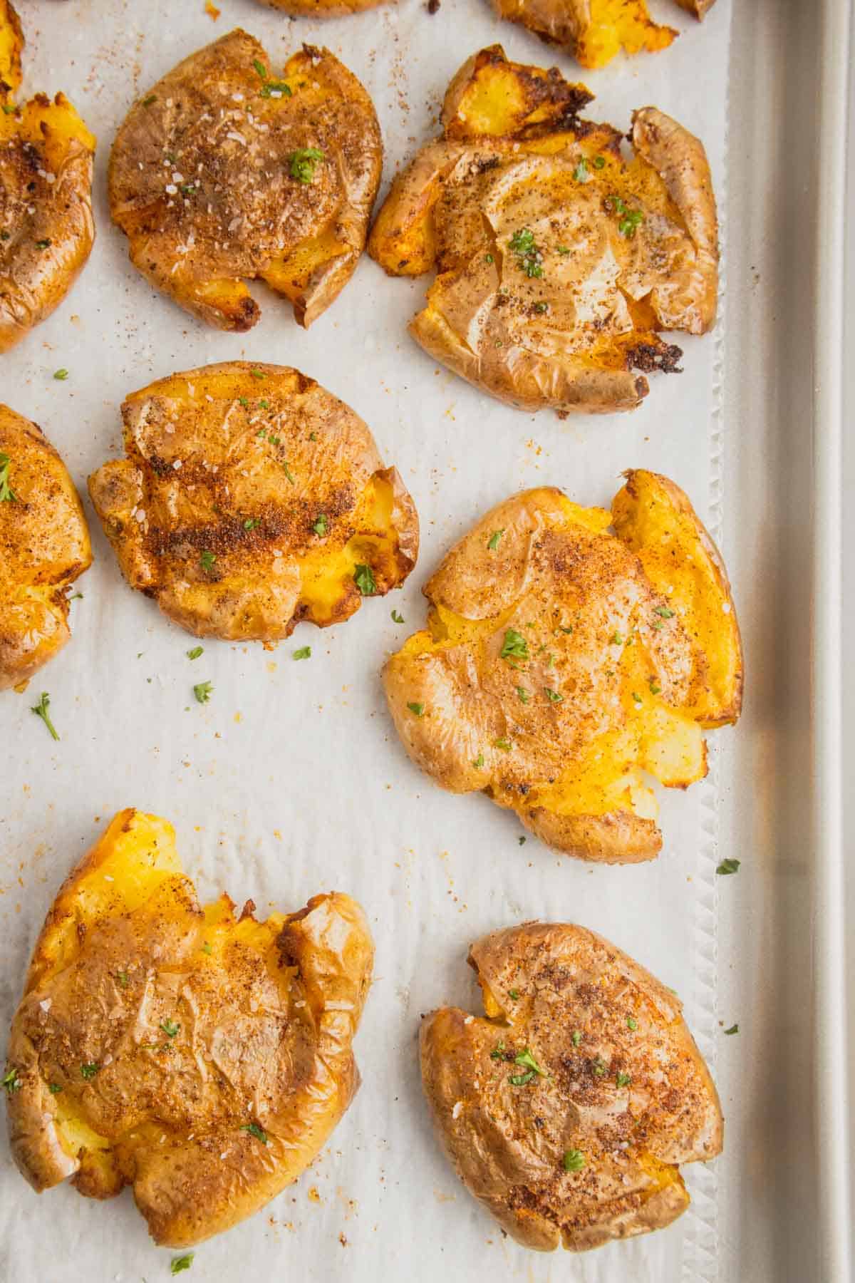 Air Fryer Smashed Potatoes are tasty seasoned baby potatoes with a crispy outside and a fluffy center.