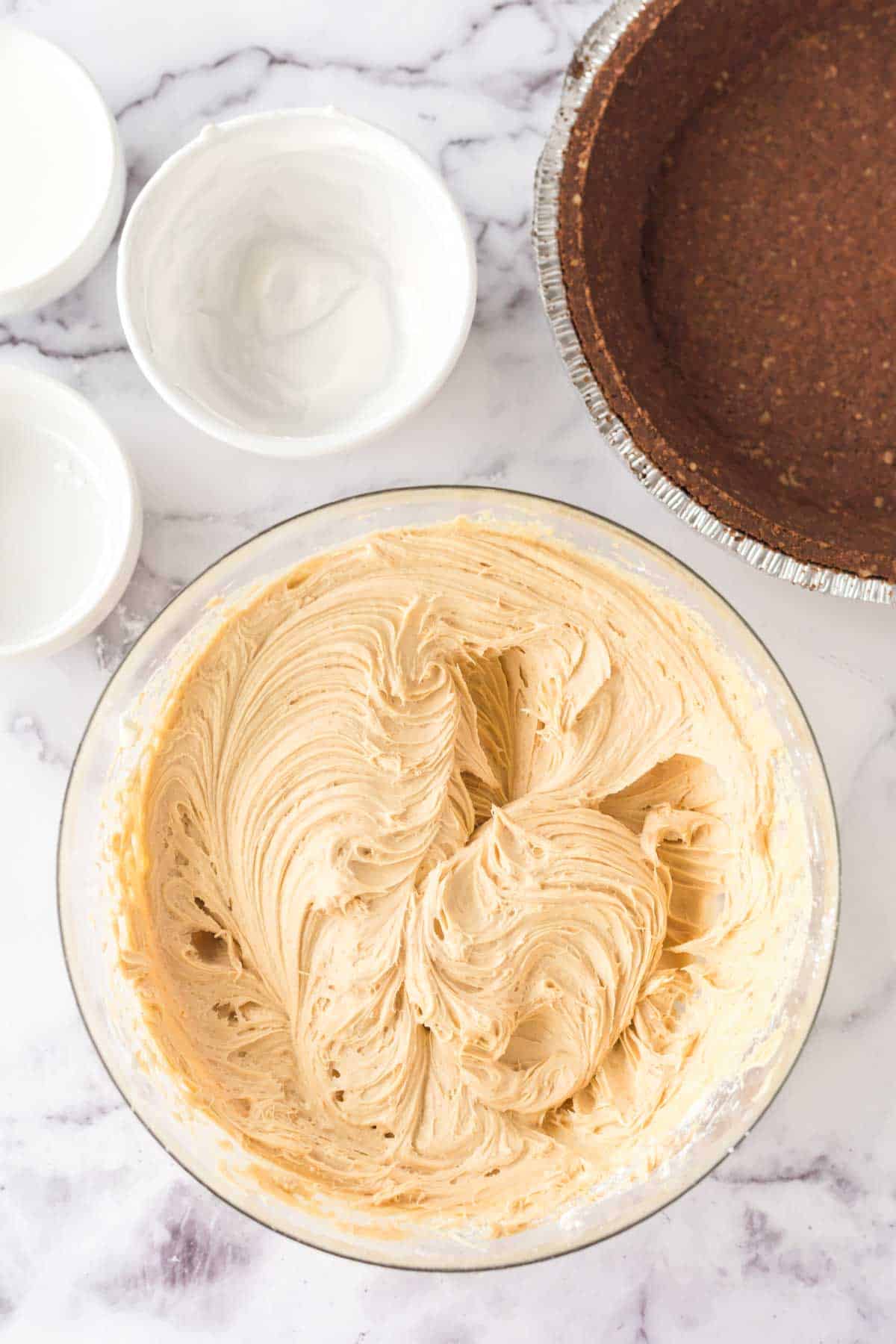 creamy peanut butter mixture in a bowl