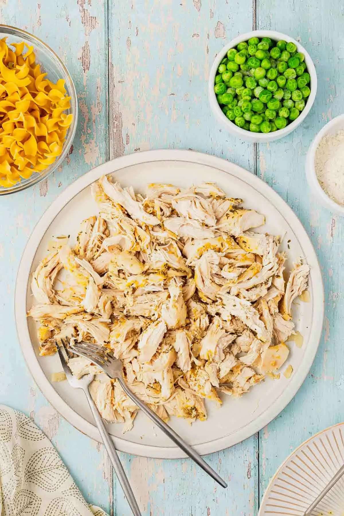 shredded chicken breast on a plate