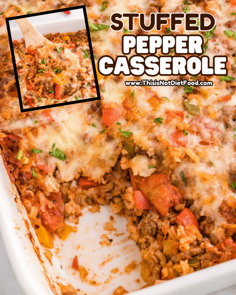 🌶️🍚 Stuffed Pepper Casserole &ndash; Easy One‑Dish Comfort Dinner 🧀🥩
This Stuffed Pepper Casserole brings all the classic stuffed pepper flavors into a cheesy, hearty one‑dish bake with seasoned ground beef, bell peppers, rice, savory tomato sauce, and melty cheese &mdash; the perfect family dinner, comfort food meal, casserole recipe, and easy weeknight dinner your crowd will devour! Save this stuffed pepper casserole recipe, ground beef casserole, cheesy dinner idea, one‑pot meal, and tap for the full step‑by‑step photos & tips on This Is Not Diet Food! ❤️
#stuffedpepercasserole #casserolerecipe #comfortfood #groundbeefrecipes #onepotmeal #easydinner #familyfavorite #cheesydinner #thisisnotdietfood