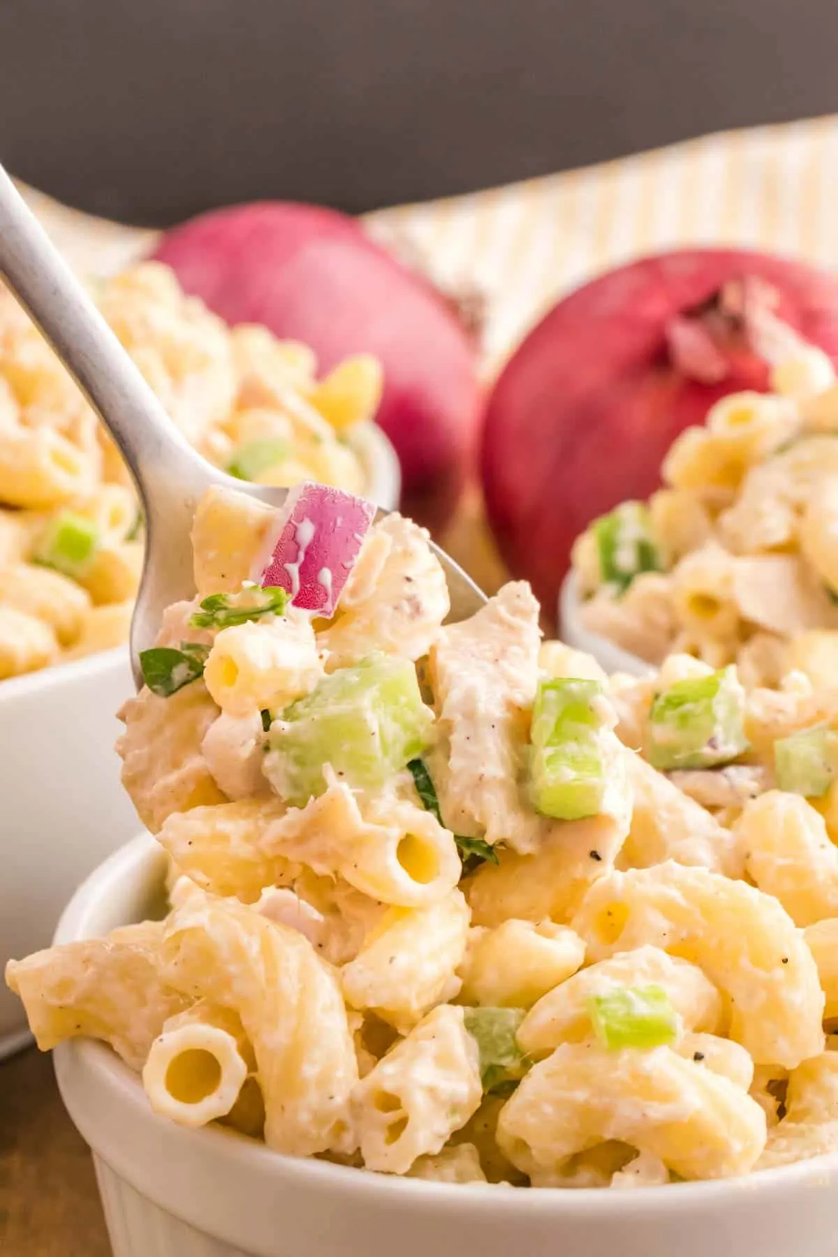Tuna Macaroni Salad is a classic pasta salad recipe loaded with canned tuna, chopped celery, diced red onions and green peppers all tossed in a seasoned mayo dressing.
