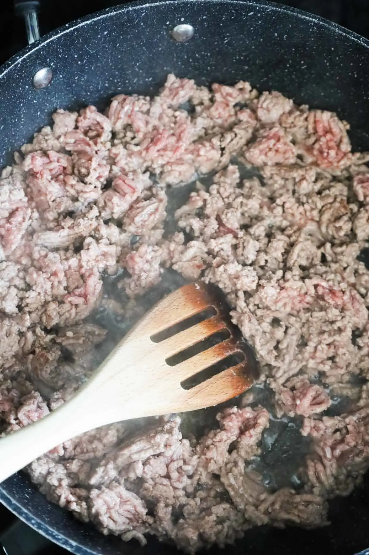 ground beef in a skillet