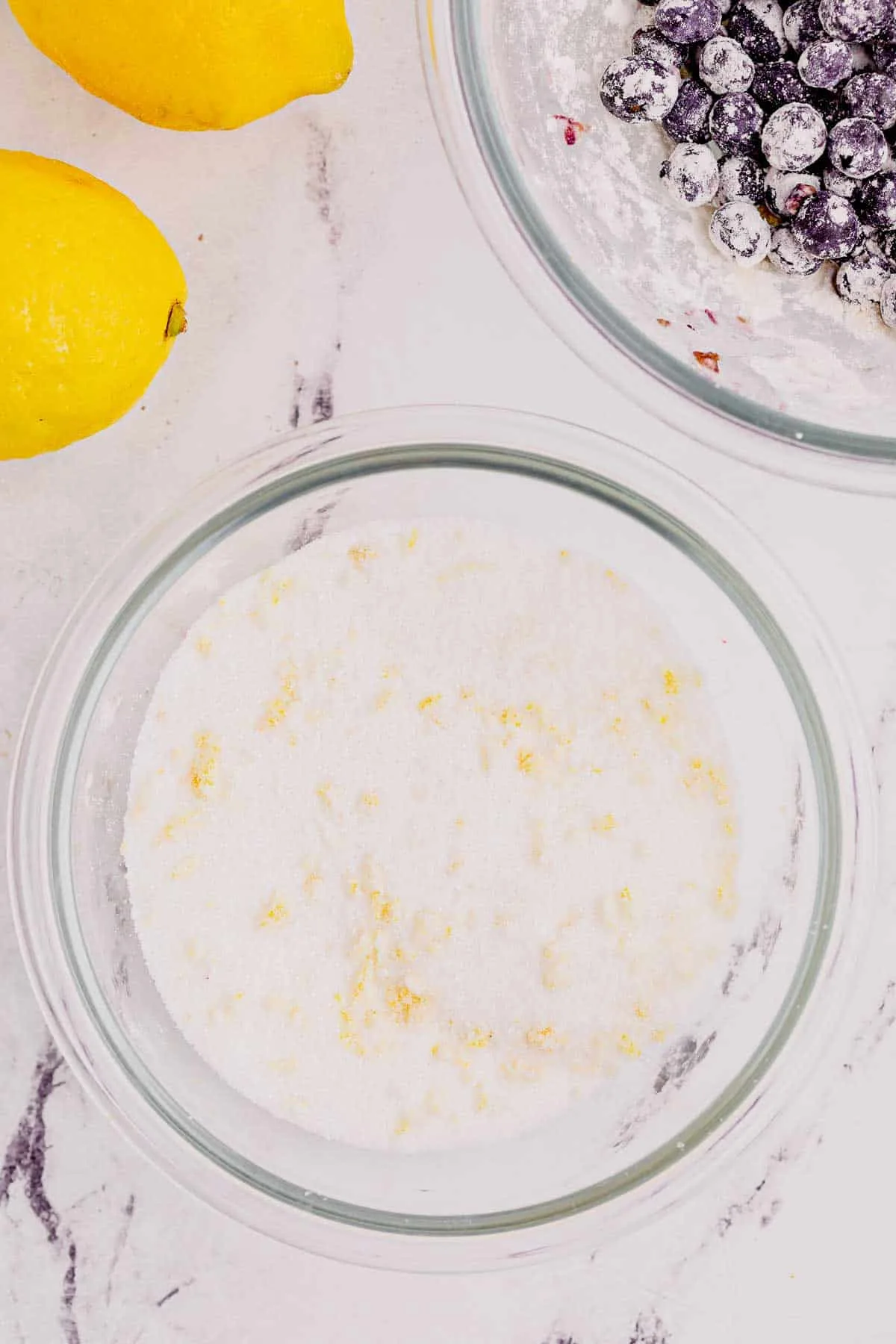 granulated sugar and lemon zest mixture in a bowl