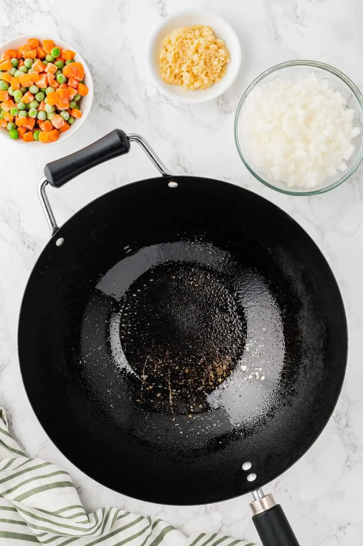 oil heating in a wok