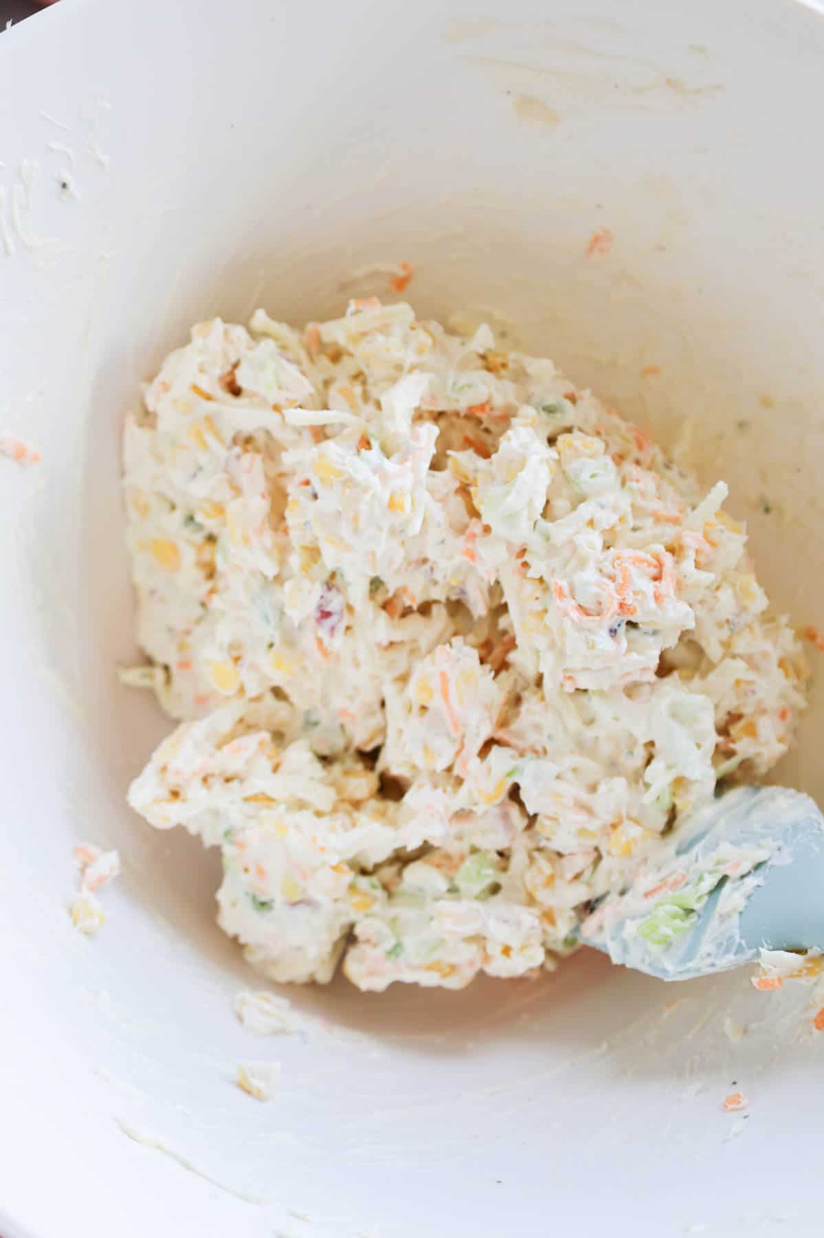 cracked out corn dip mixture in a bowl