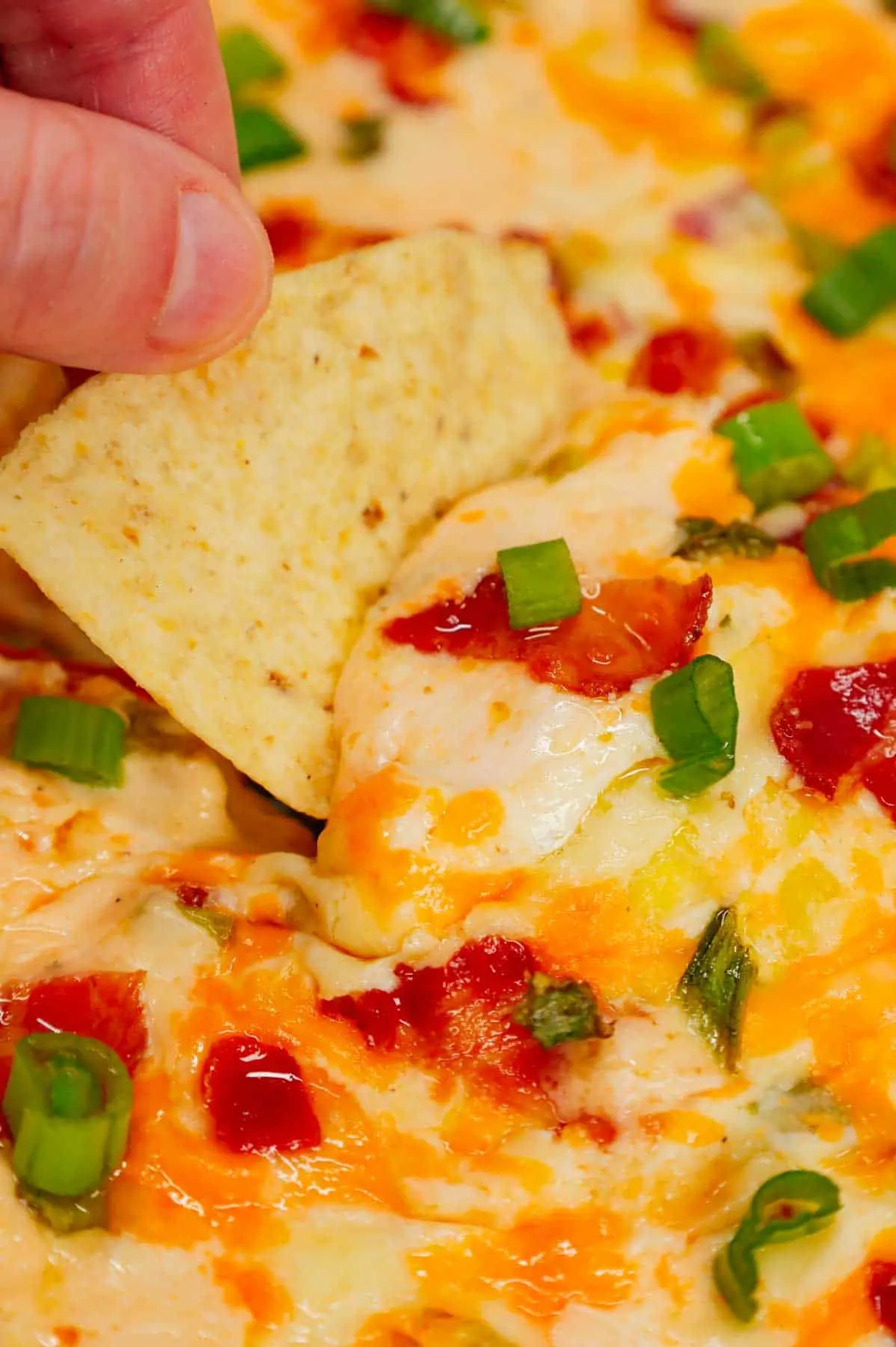 Cracked Out Corn Dip is a delicious hot dip recipe loaded with cream cheese, corn, sour cream, ranch dressing mix, bacon, green onions, cheddar cheese and mozzarella cheese.