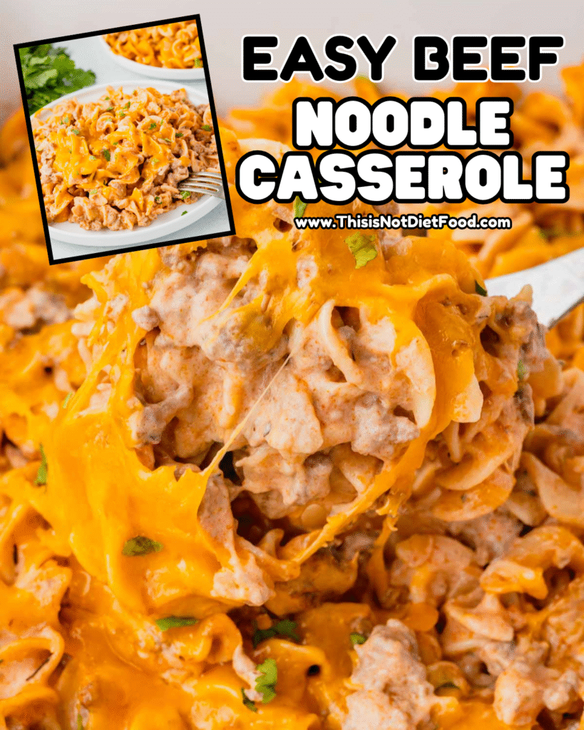 🍝 Beef Noodle Casserole &ndash; Cheesy Ground Beef Dinner Classic 🧀
This Beef Noodle Casserole is a cozy comfort food favorite loaded with ground beef, tender egg noodles, creamy condensed soup sauce, cheddar cheese, and savory seasonings all baked to bubbly perfection. Perfect for easy weeknight dinners, family meal ideas, one-dish comfort meals, and ground beef casserole recipes the whole family will love! Save this ground beef noodle bake, cheesy beef pasta casserole, comfort dinner recipe, and tap for the full step-by-step recipe with photos & tips on This Is Not Diet Food! ❤️ #beefnoodlecasserole #groundbeefrecipes #comfortfood #cheesypasta #easydinners #familymeals #casserolerecipes #thisisnotdietfood