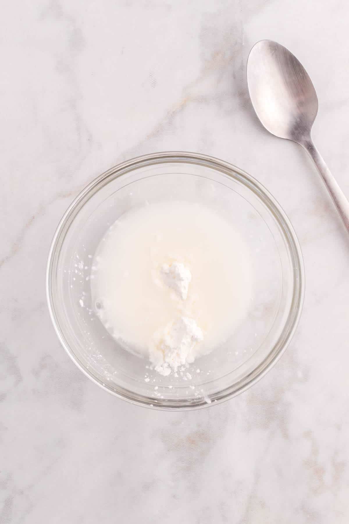 water and cornstarch in a bowl