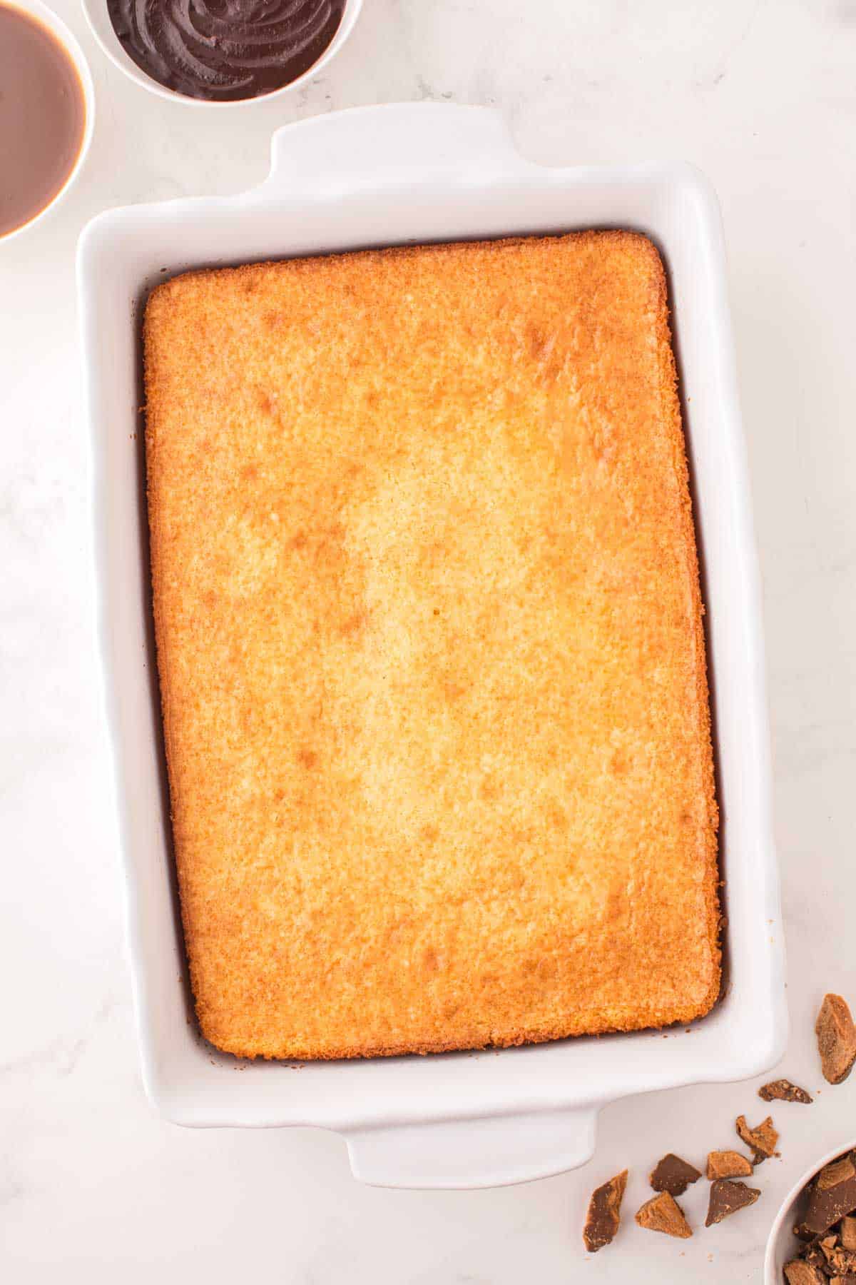 baked 9 x 13 inch cake in a pan