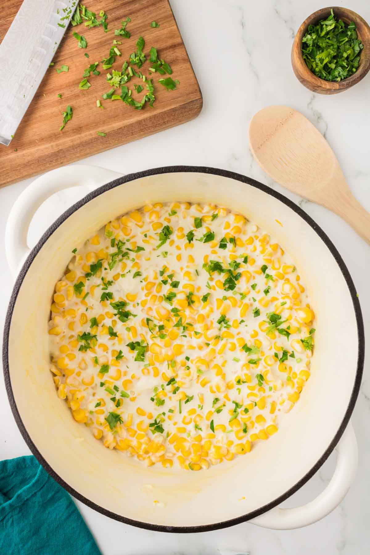 Creamed Corn with Cream Cheese is a rich and flavourful side dish recipe perfect for holiday dinners.