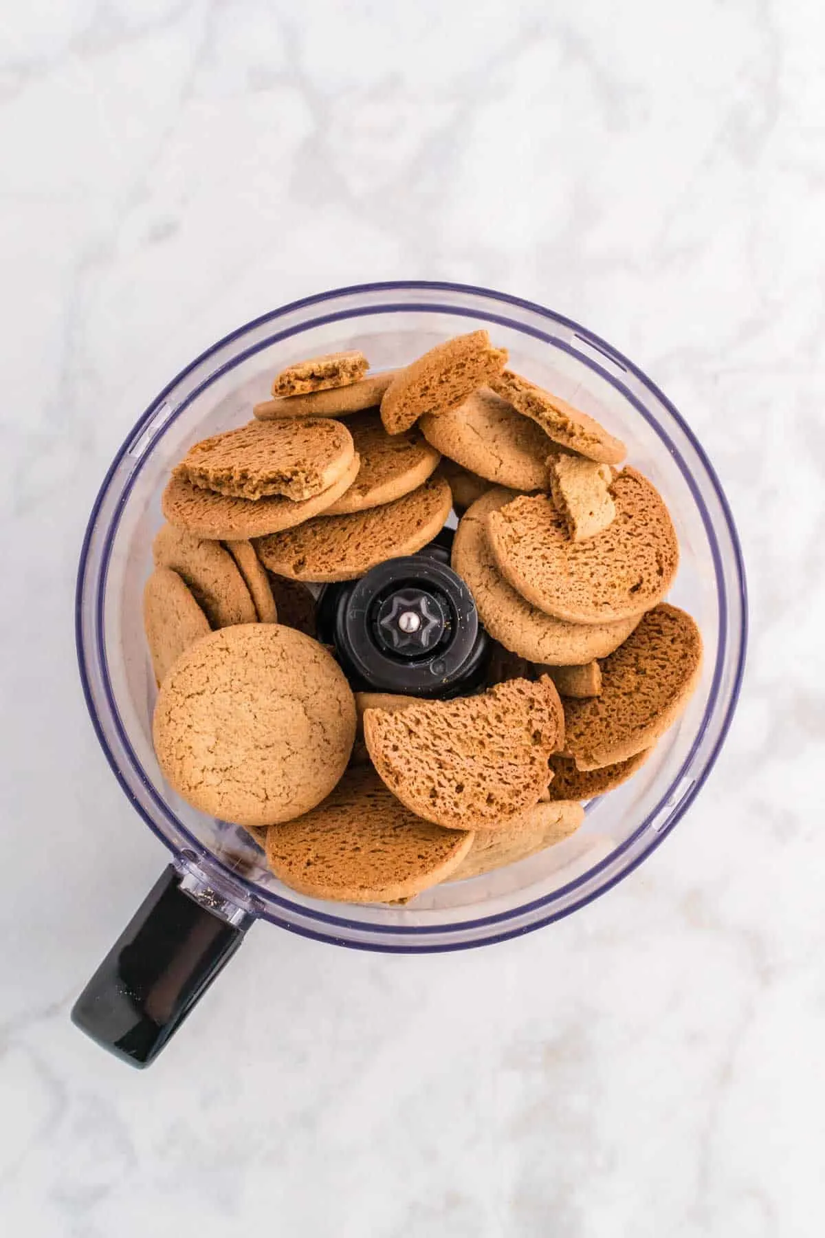 gingersnap cookies in a food processor
