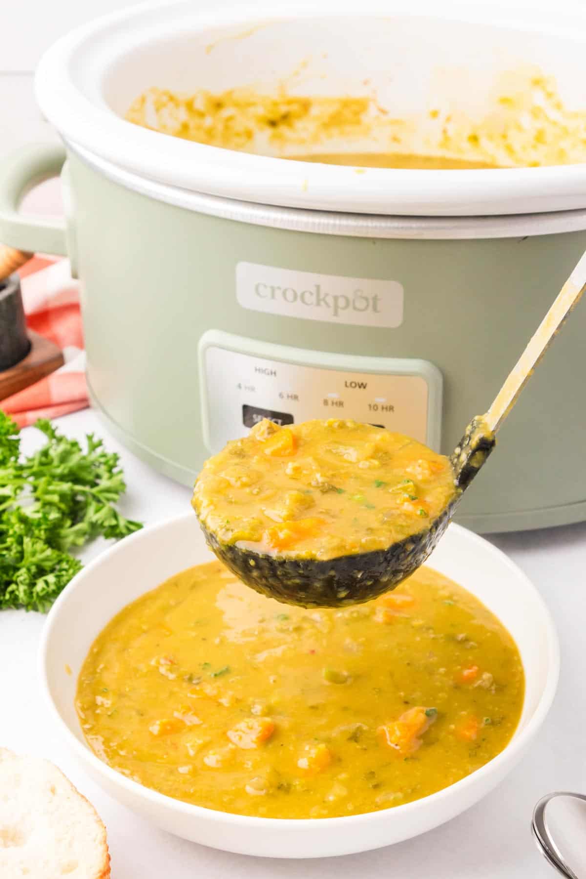 Crock Pot Split Pea Soup - Vegetarian - THIS IS NOT DIET FOOD