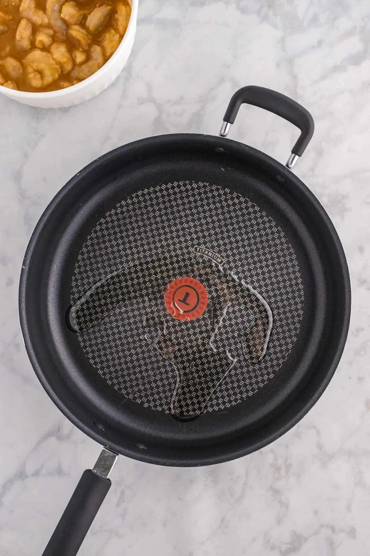 oil heating in a skillet