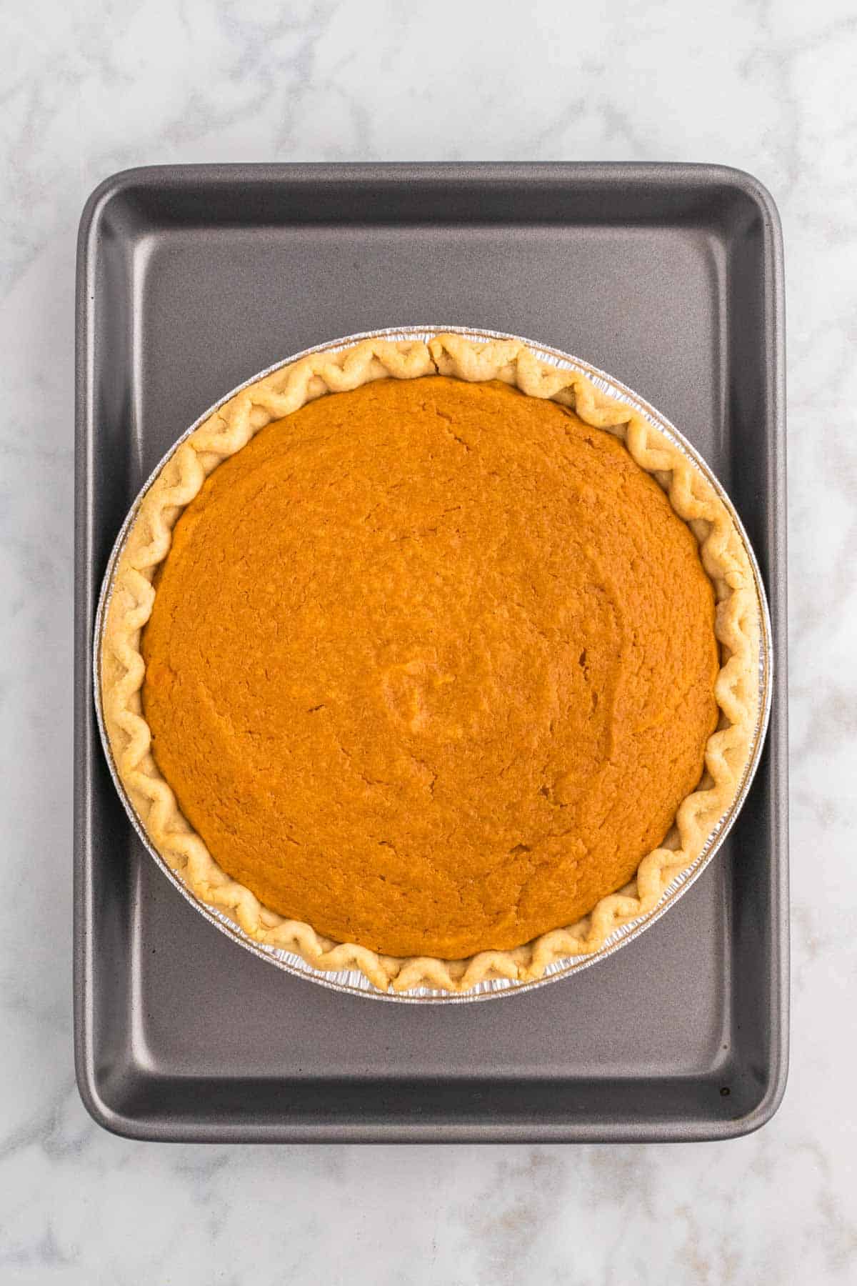 sweet potato pie after baking