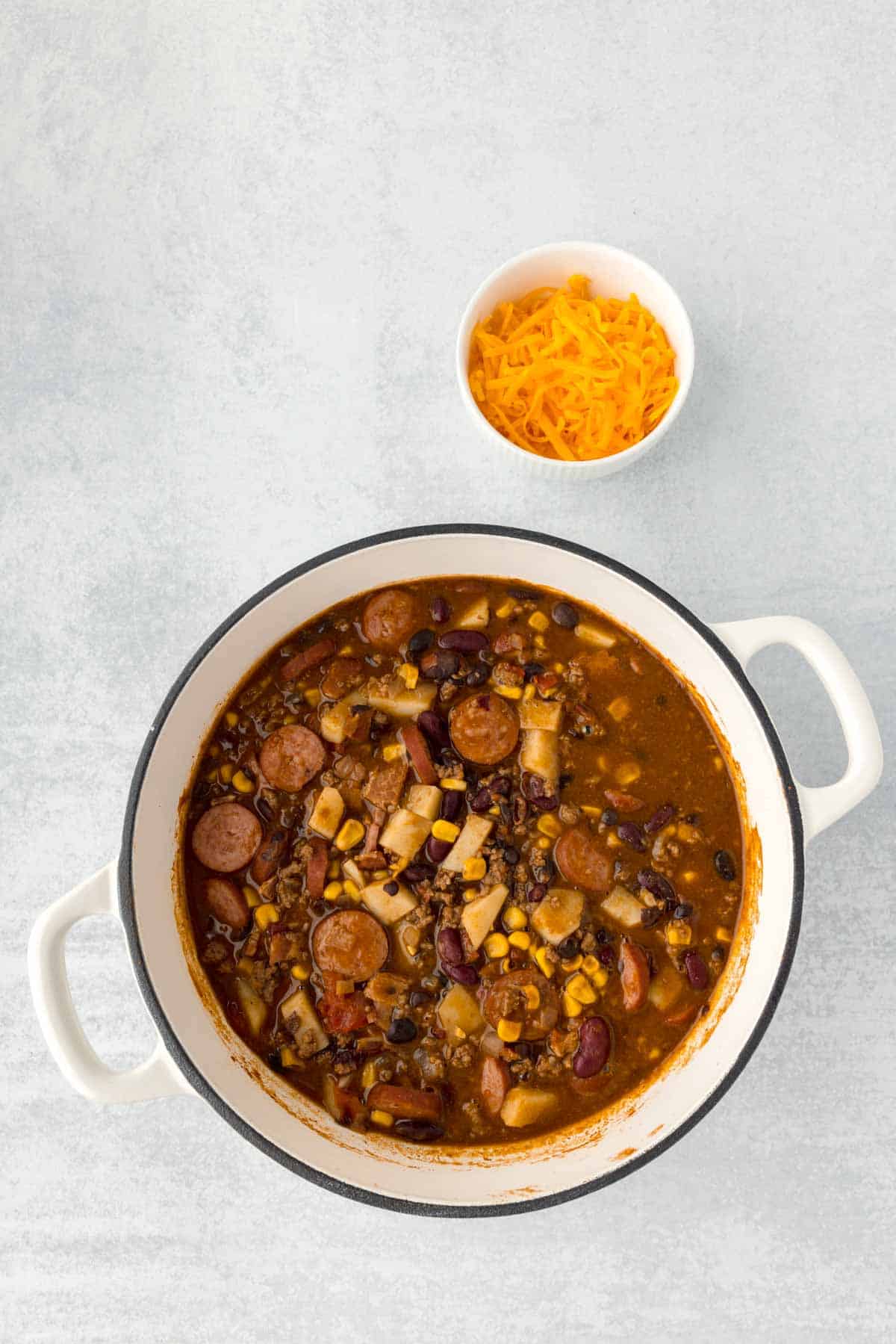 cowboy stew simmering in a pot