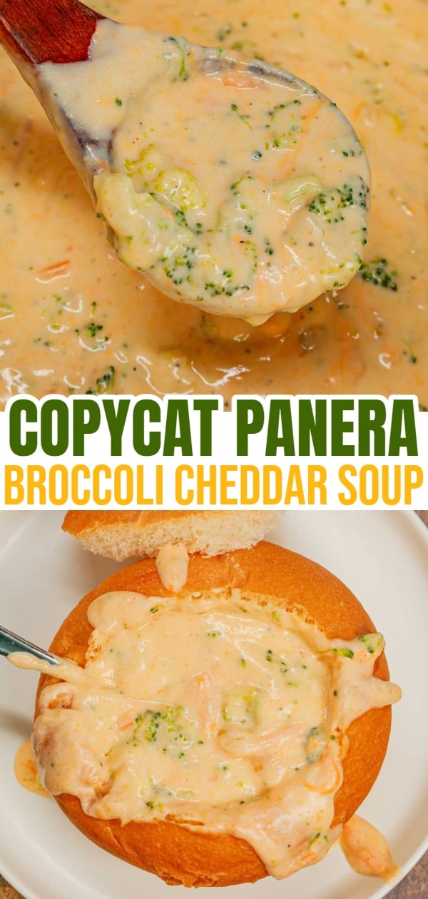 Copycat Panera Bread Broccoli Cheddar Soup is a thick and creamy soup recipe loaded with broccoli florets, shredded carrots and cheddar cheese.