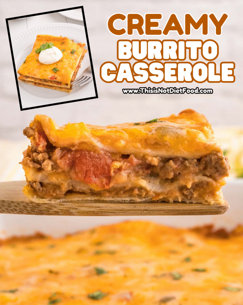 🌯🧀 Creamy Burrito Casserole – Easy Tex‑Mex Dinner Recipe 🍽️🔥
This Creamy Burrito Casserole is a cheesy, savory Tex‑Mex one‑dish meal loaded with seasoned ground beef, tortillas, creamy cheese sauce, Mexican spices, and bold flavors everyone will love! Perfect for weeknight dinners, family meal ideas, burrito casserole recipe, easy comfort food, cheesy casserole dinners, Mexican dinner ideas, and one‑pot baked meals. Save this creamy burrito casserole recipe, Mexican ground beef bake, cheesy burrito bake, easy dinner idea, and tap for the full step‑by‑step recipe with photos & tips on This Is Not Diet Food! ❤️
#creamyburritocasserole #texmexdinner #casserolerecipe #groundbeefrecipes #cheesydinner #onepotmeal #comfortfood #easymeals #familyfavorite #thisisnotdietfood