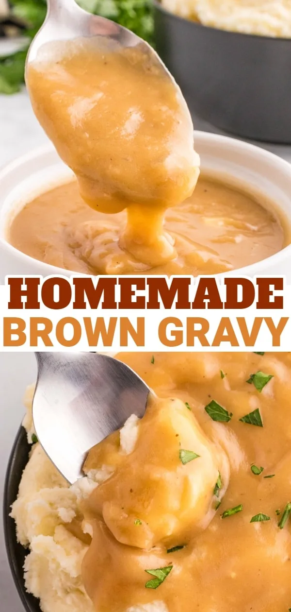 Homemade Brown Gravy is a delicious sauce recipe made with butter, flour, onions, minced garlic, Worcestershire sauce, balsamic vinegar and either beef or chicken broth.