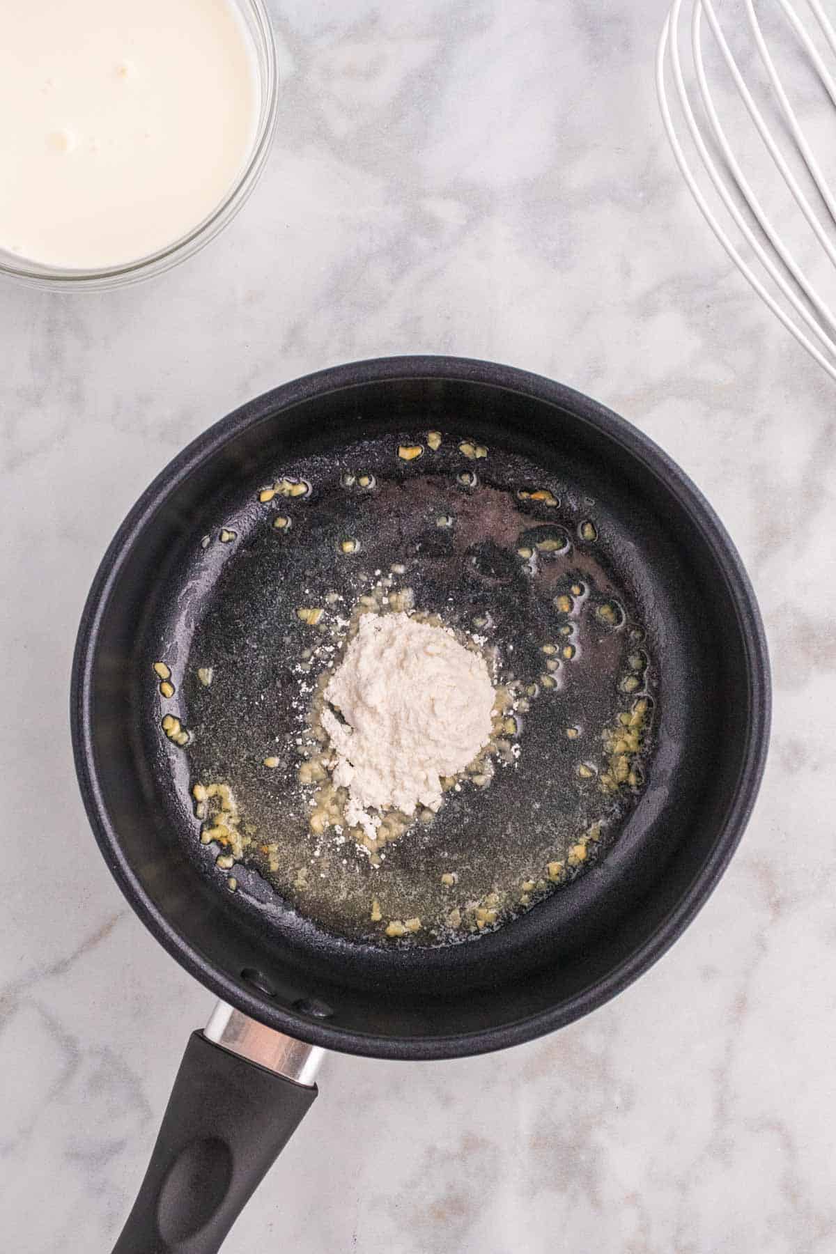 flour, butter and minced garlic in a saucepan