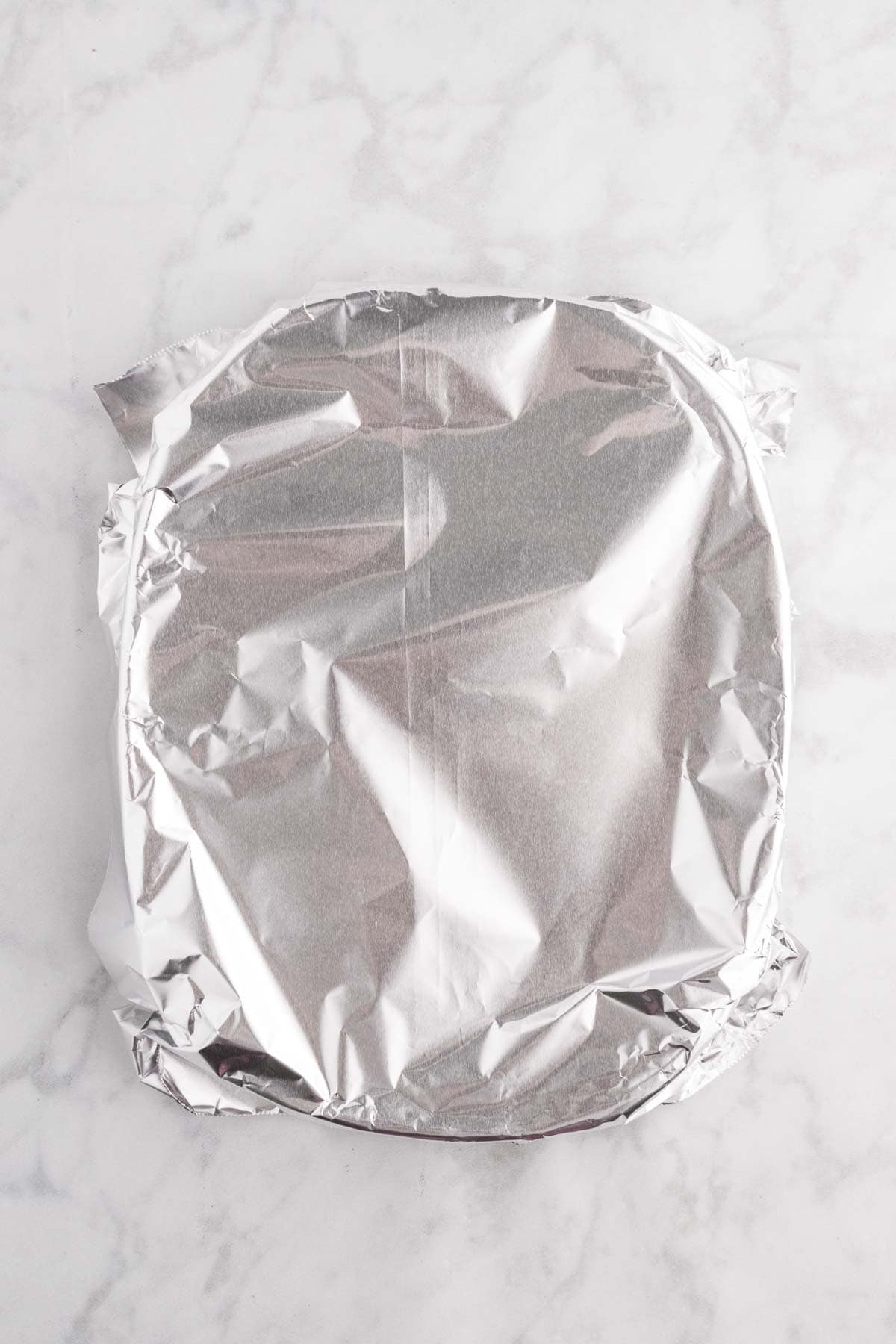 aluminum foil covered baking dish
