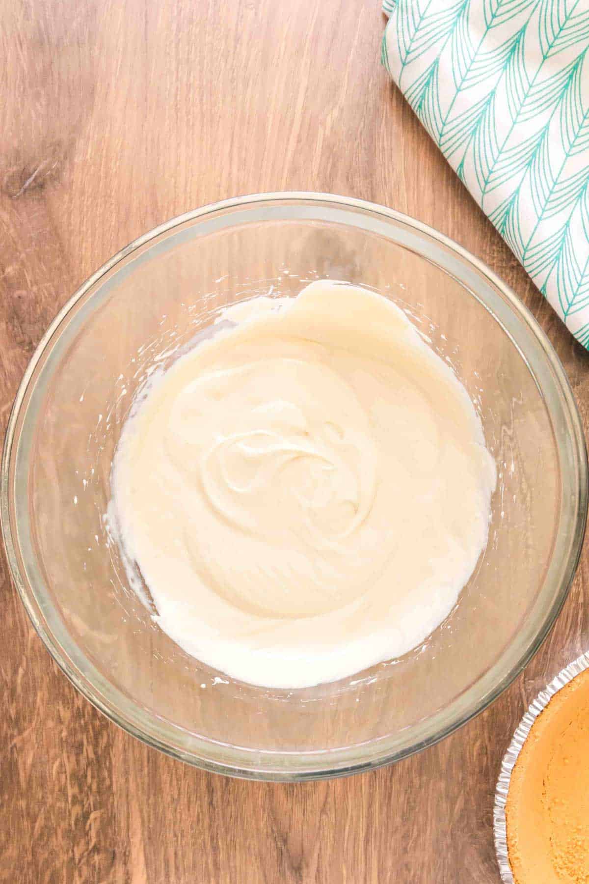 cream cheese and sweetened condensed milk mixture in a bowl