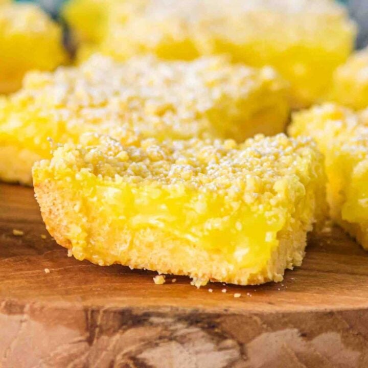 Cake Mix Lemon Bars are a sweet and tangy three ingredient dessert recipe made with boxed lemon cake mix, butter and lemon pie filling.