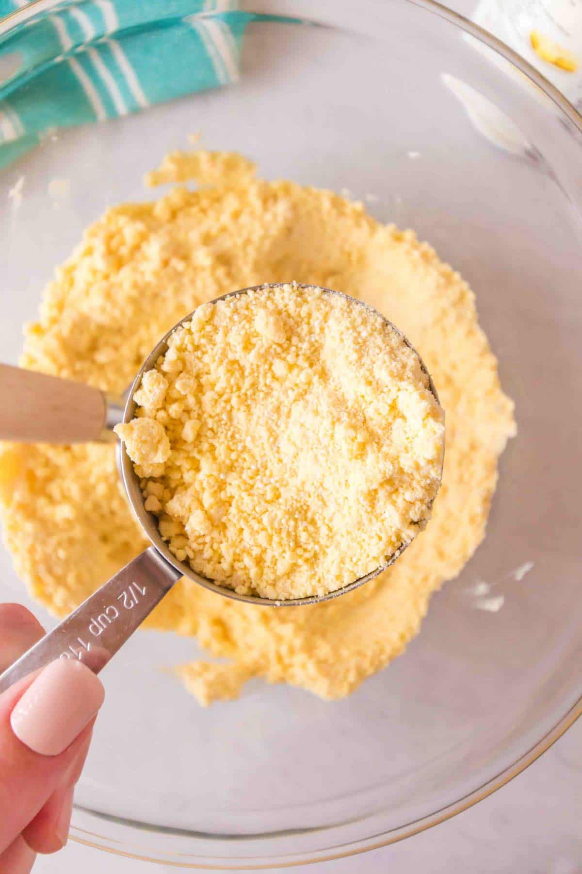 setting aside 1/2 cup of buttery cake mix mixture