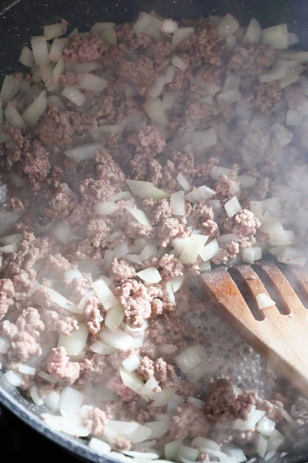 cooked ground beef and diced onions