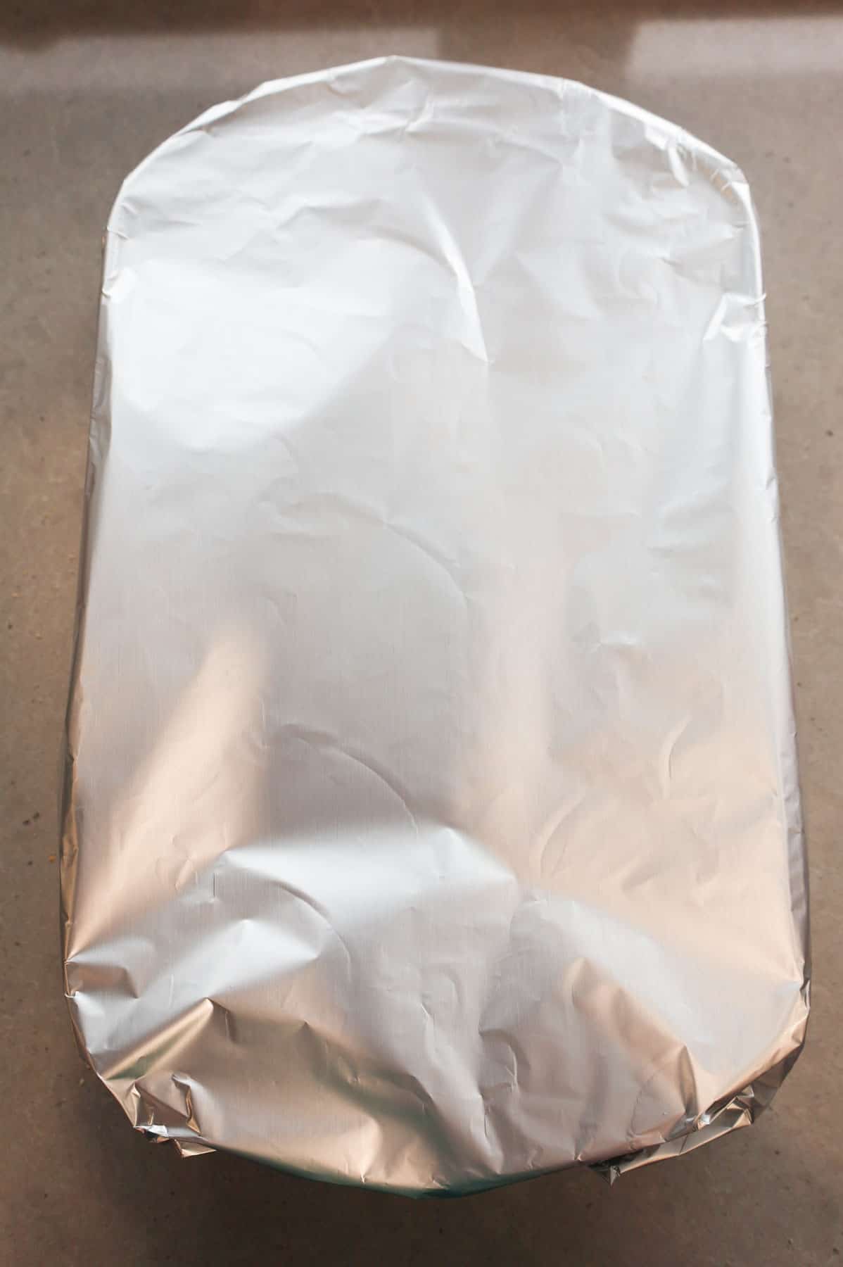 aluminum foil covered baking dish