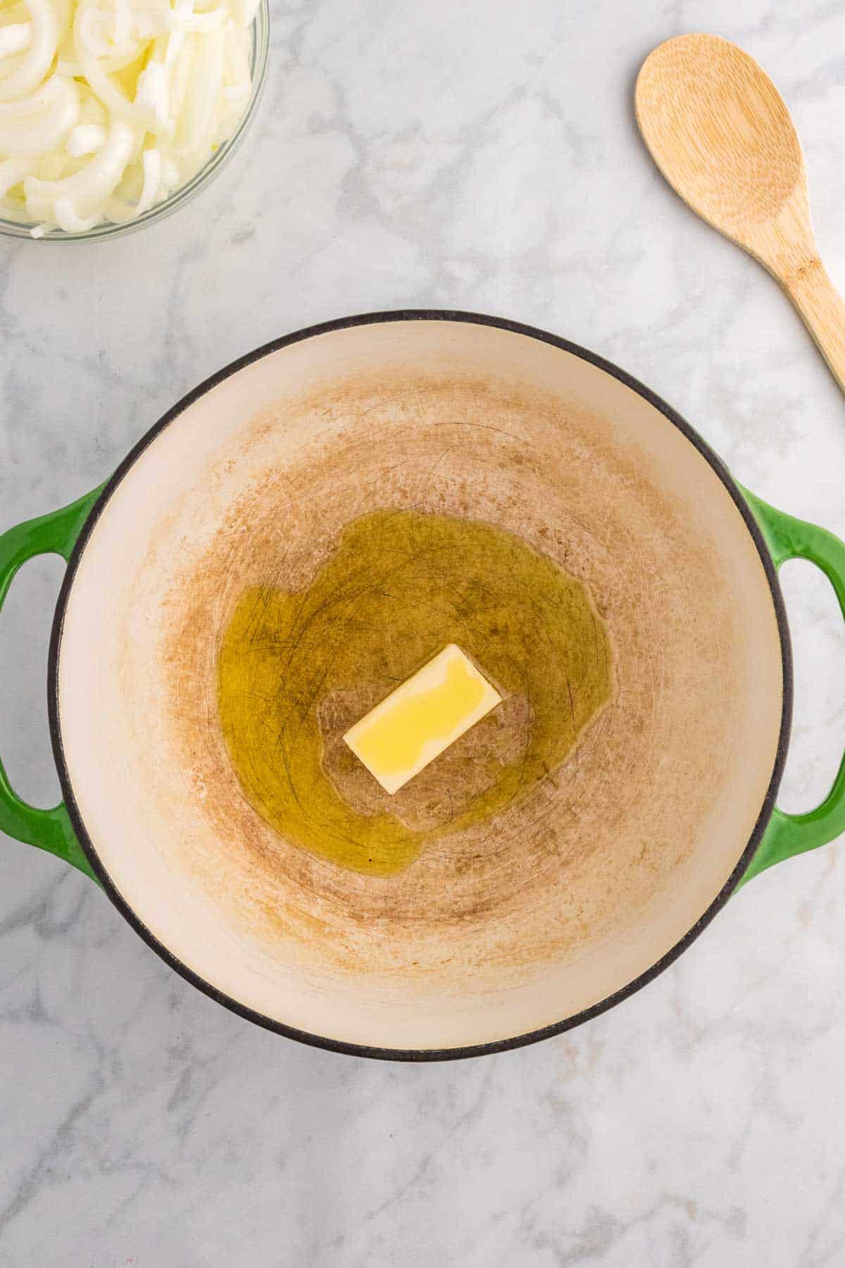 butter and olive oil in a Dutch oven
