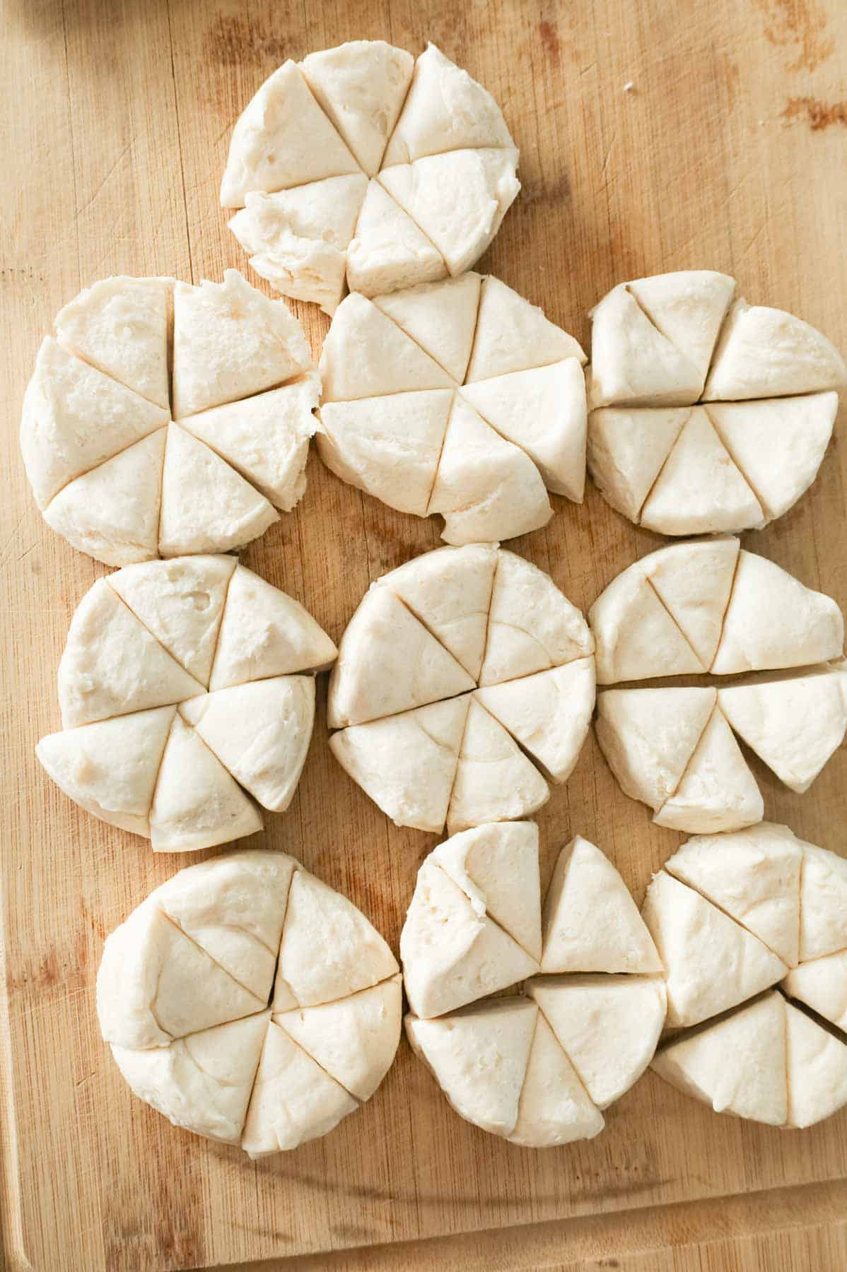 pillsbury biscuit dough cup into pieces